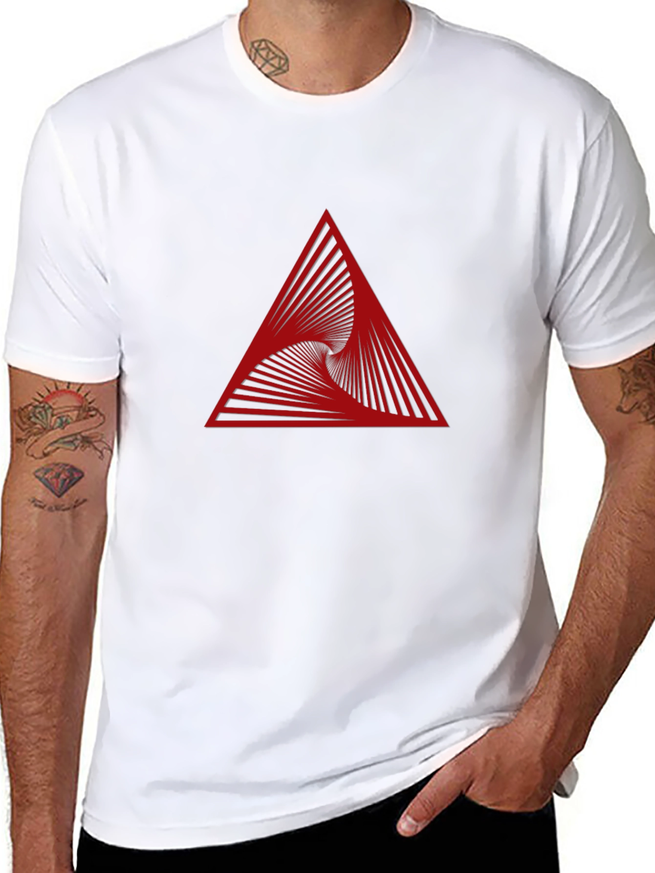 Geometric Vortex Triangle Graphic Tee - Modern Style