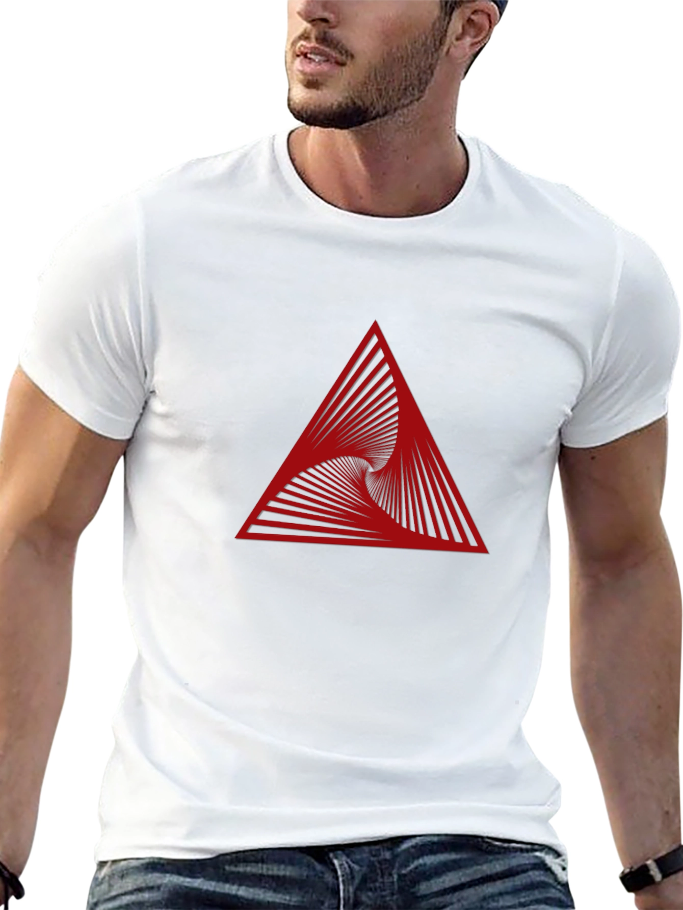 Geometric Vortex Triangle Graphic Tee - Modern Style
