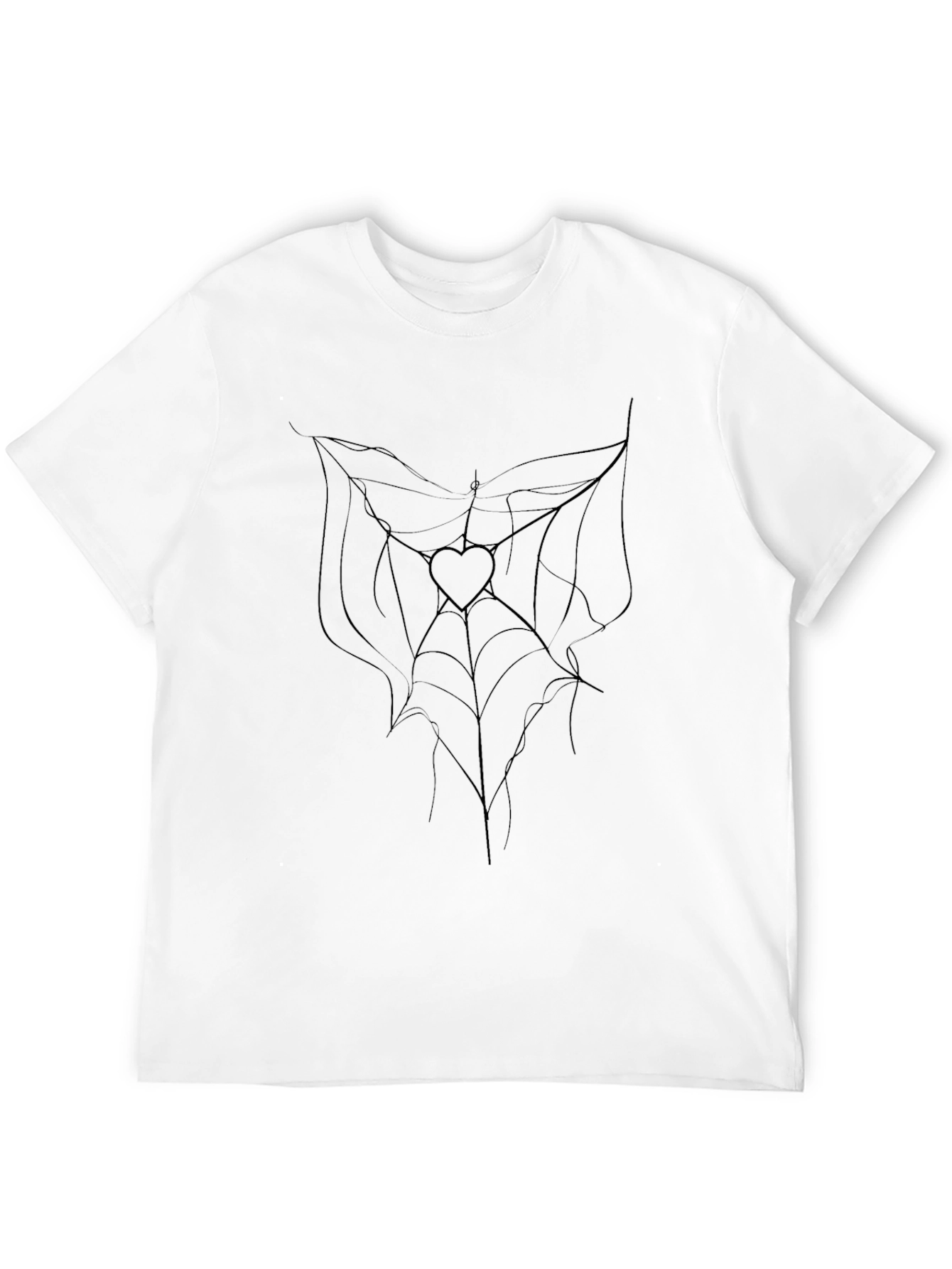 Black Tee with Heart Spiderweb Design