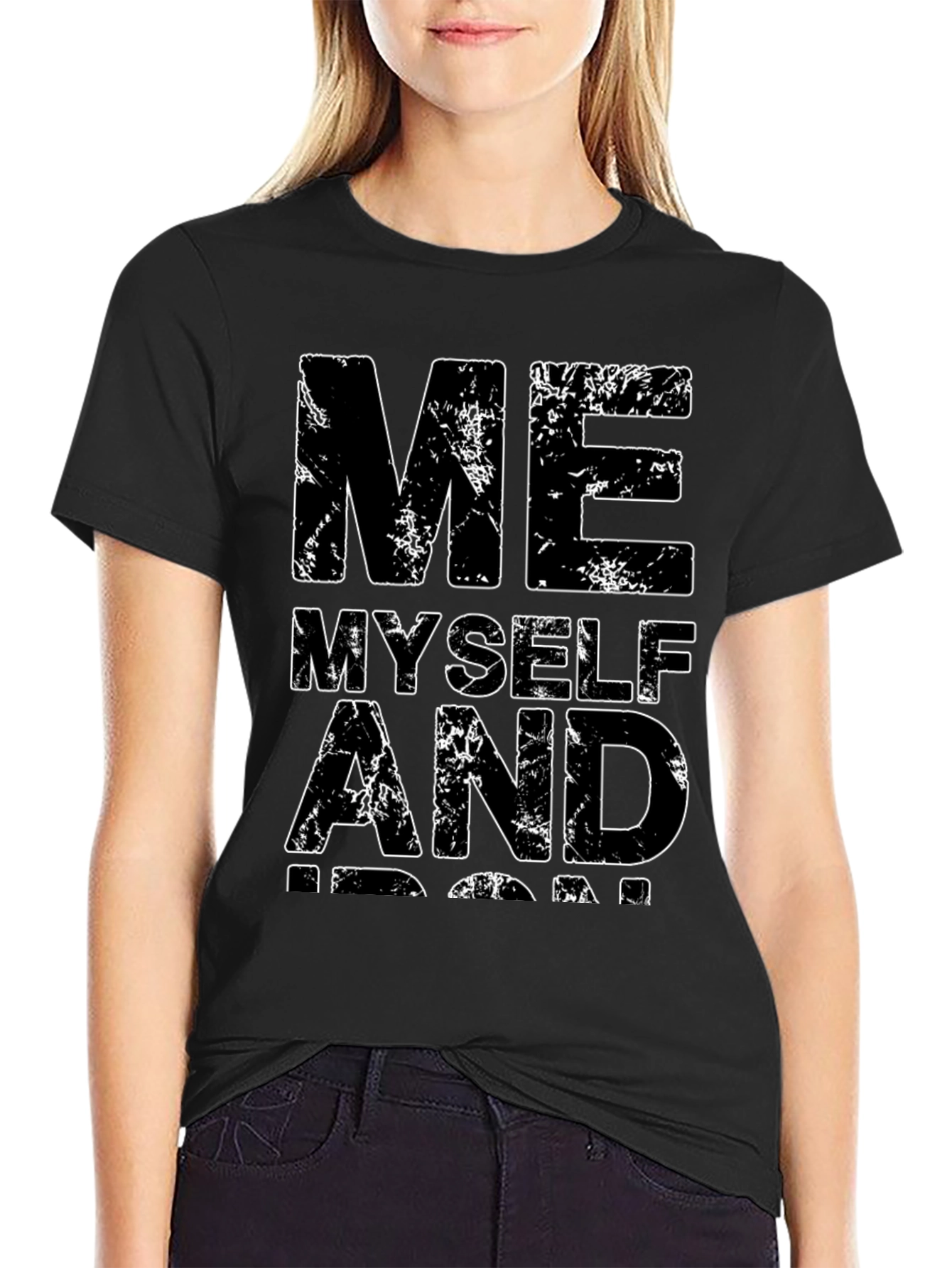 Me Myself and I Distressed Graphic T-Shirt