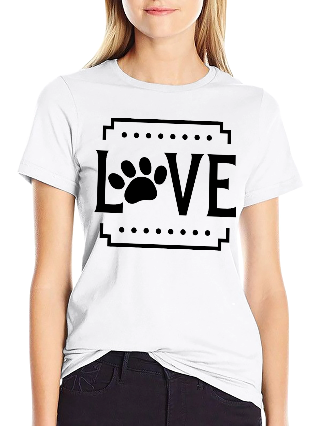 Love Paw Print Black Graphic Tee