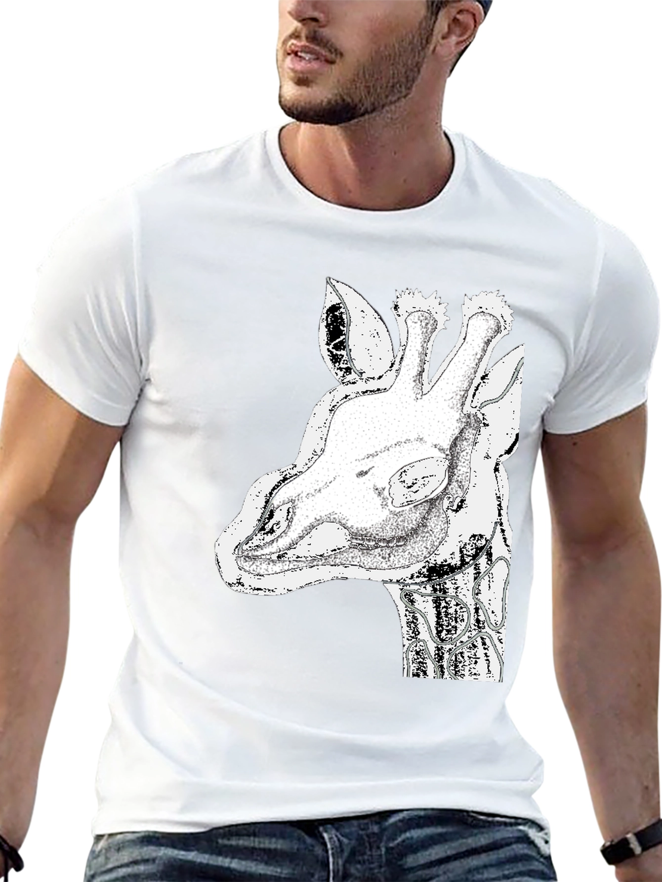 Giraffe Graphic Tee - Black Cotton T-Shirt