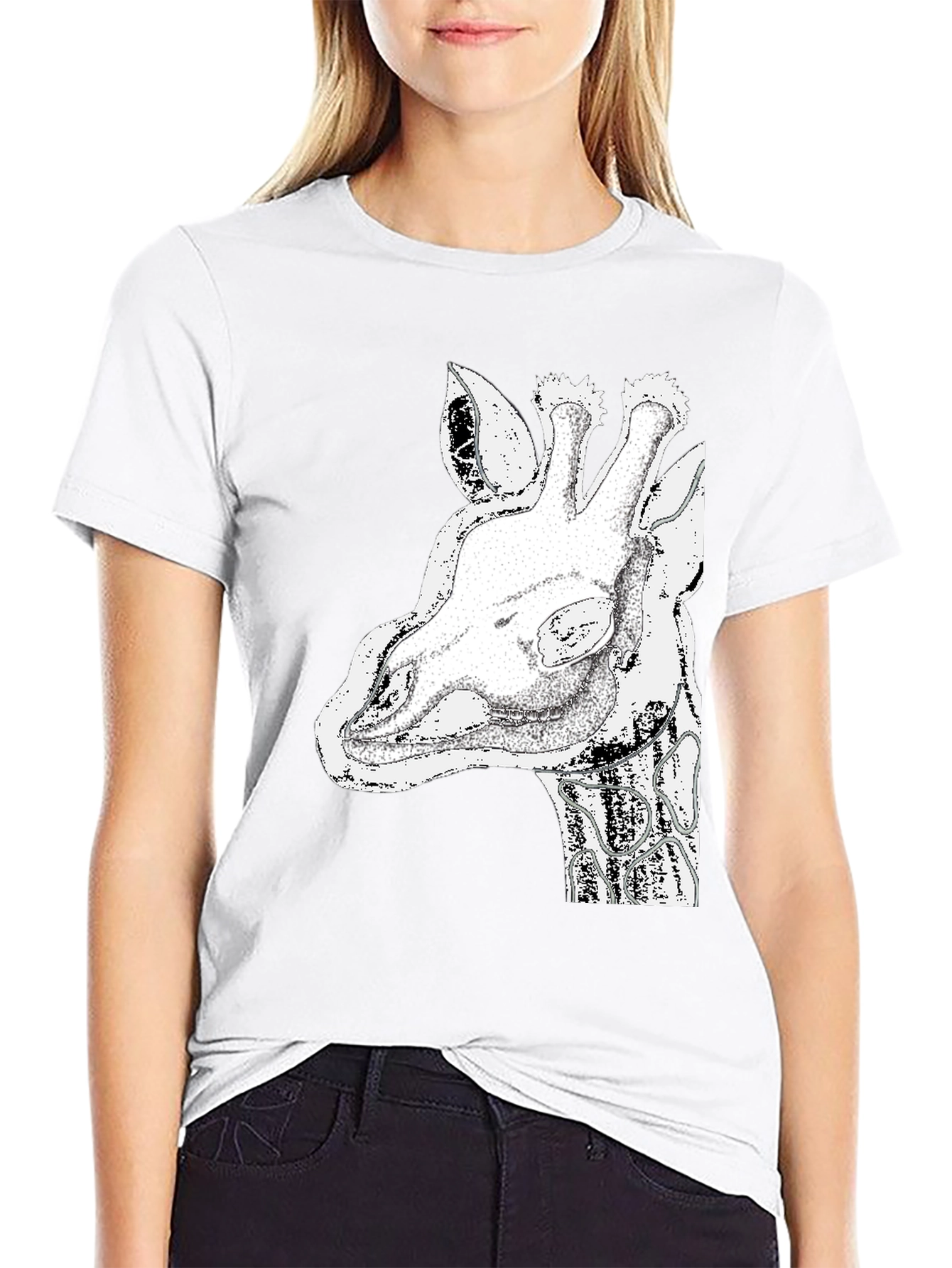 Giraffe Graphic Tee - Black Cotton T-Shirt