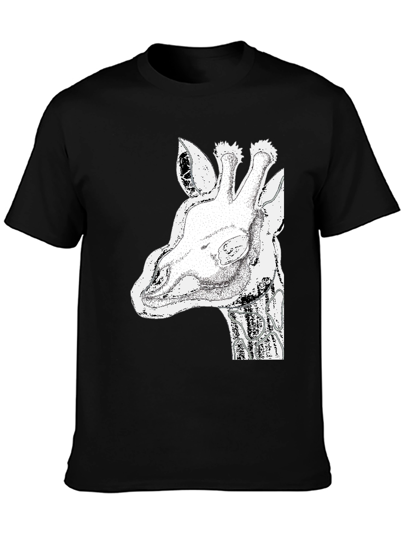 Giraffe Graphic Tee - Black Cotton T-Shirt