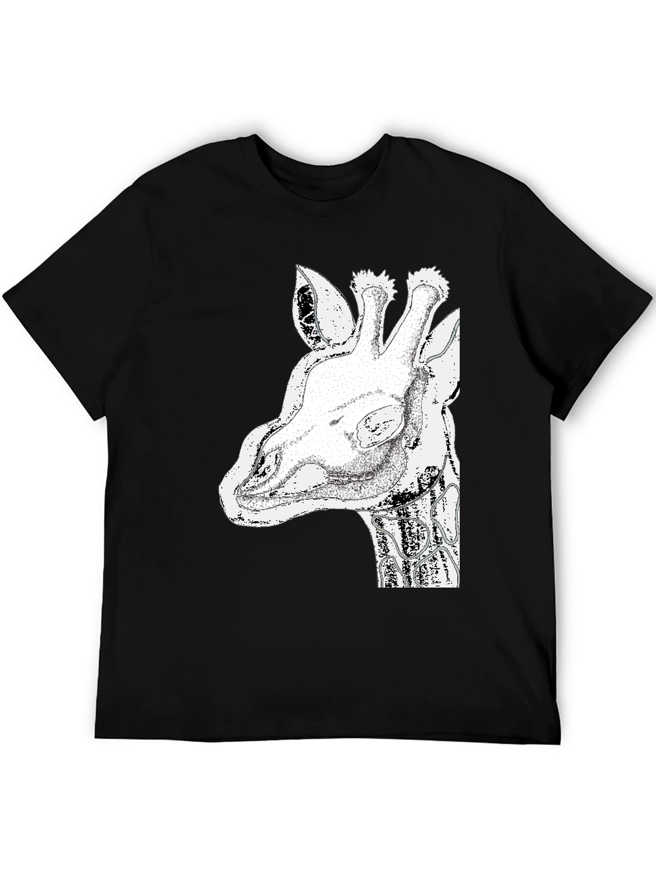 Giraffe Graphic Tee - Black Cotton T-Shirt