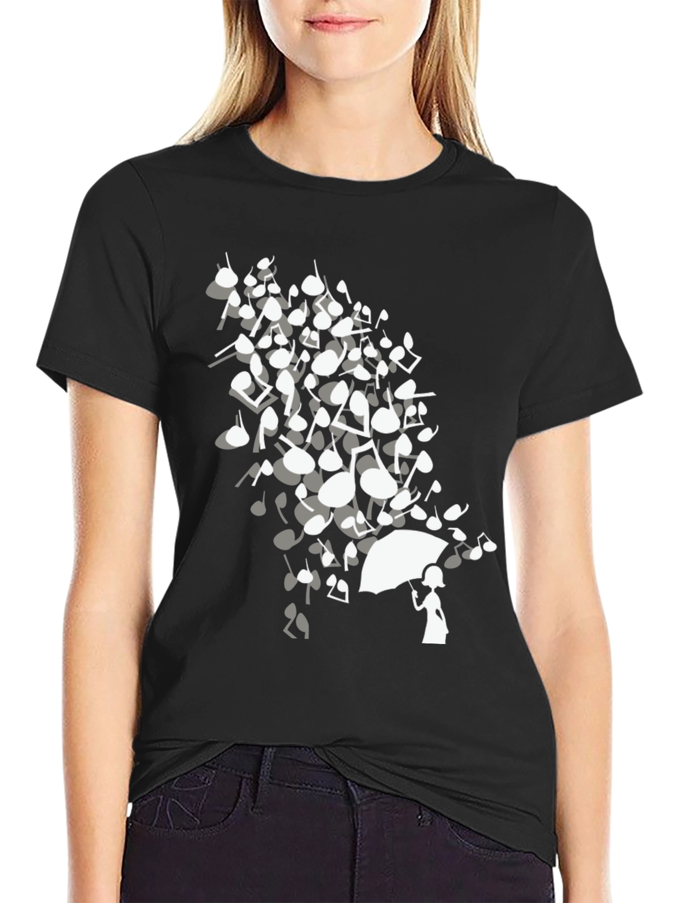 Musical Notes Umbrella Graphic T-Shirt