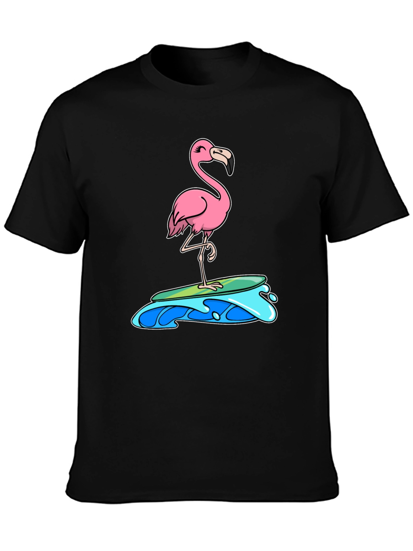Flamingo Surfing T-Shirt - Cute & Fun Design