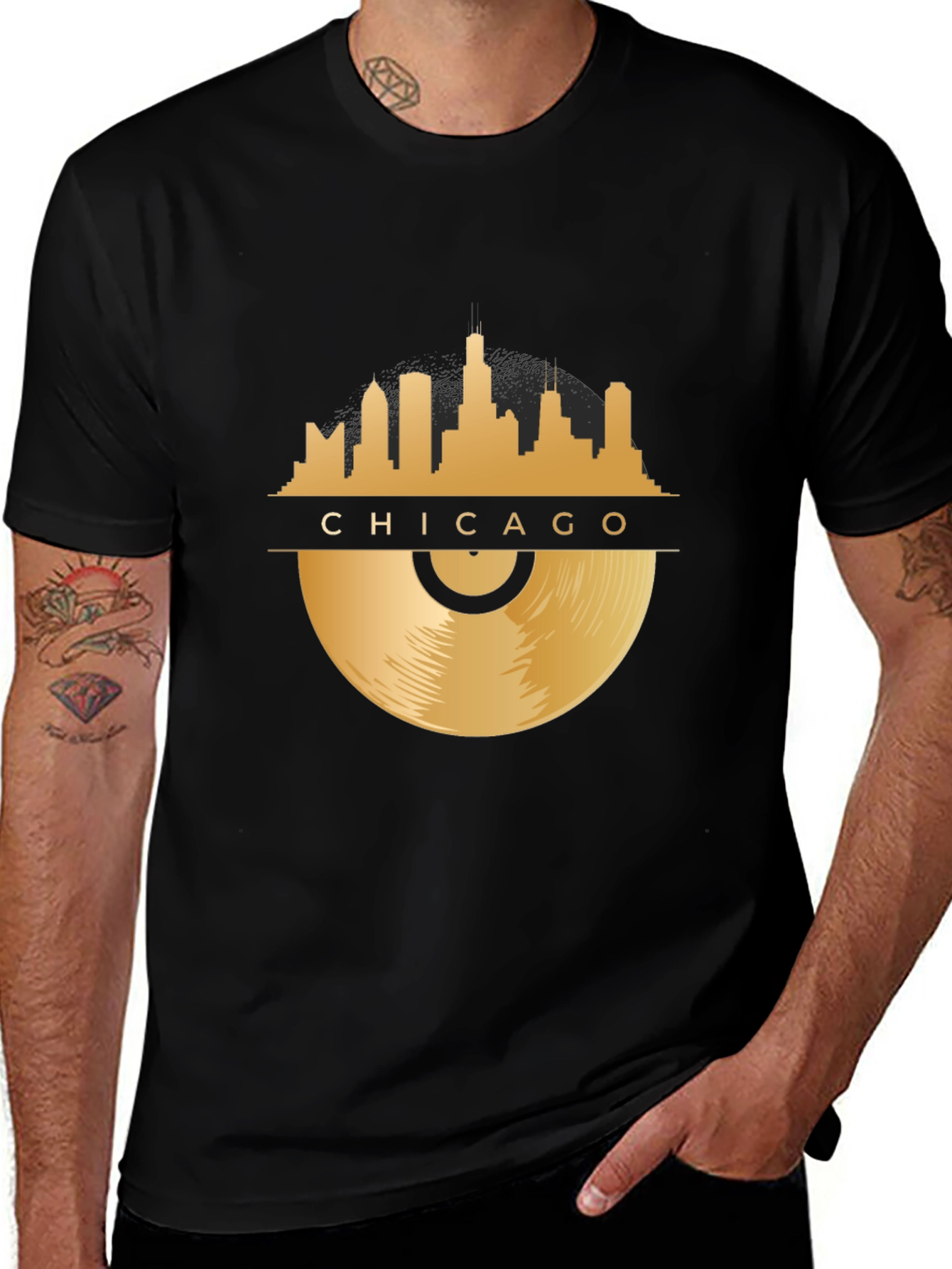 Chicago Skyline Record T-Shirt