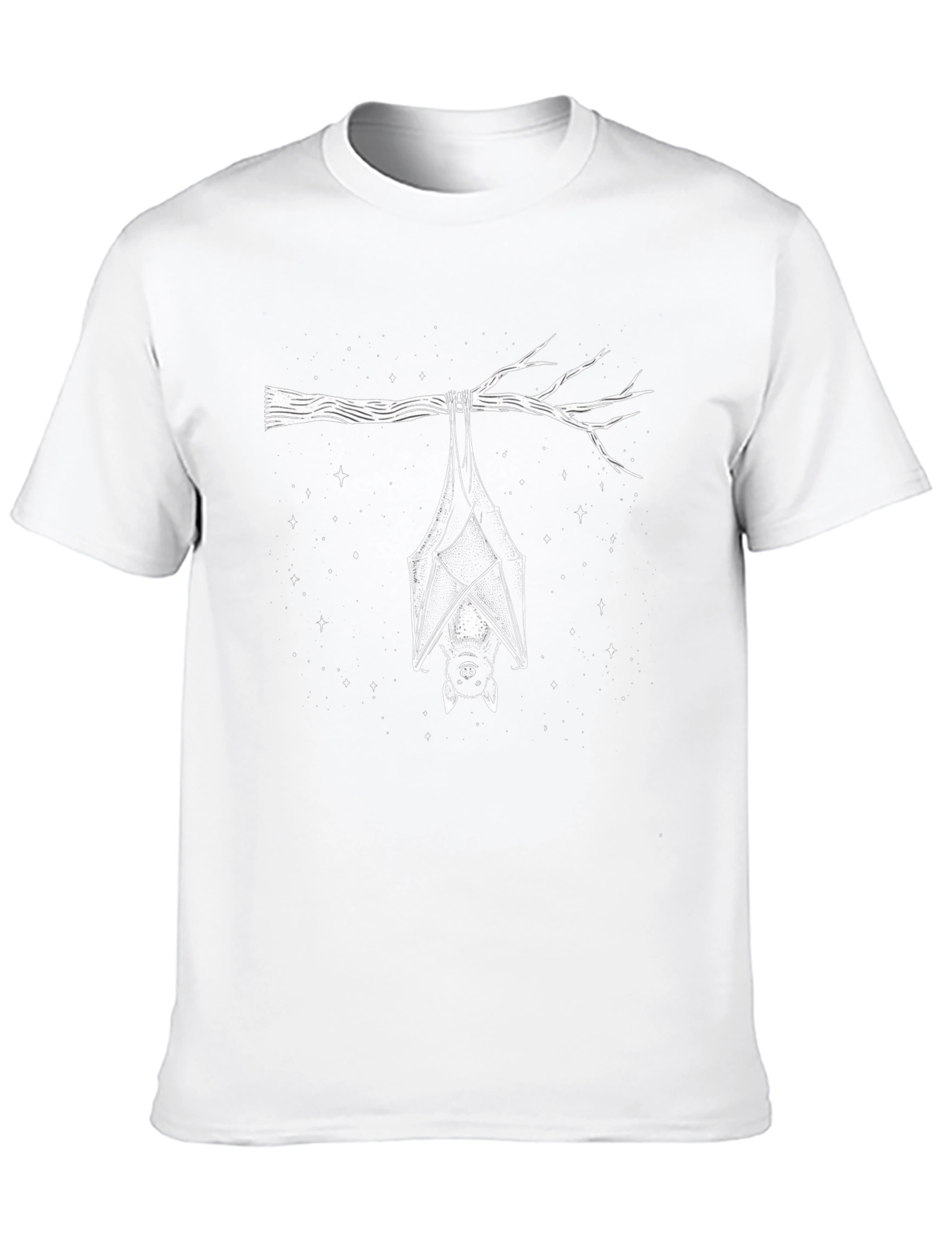 Bat Print Black T-Shirt - Hanging Bat Design