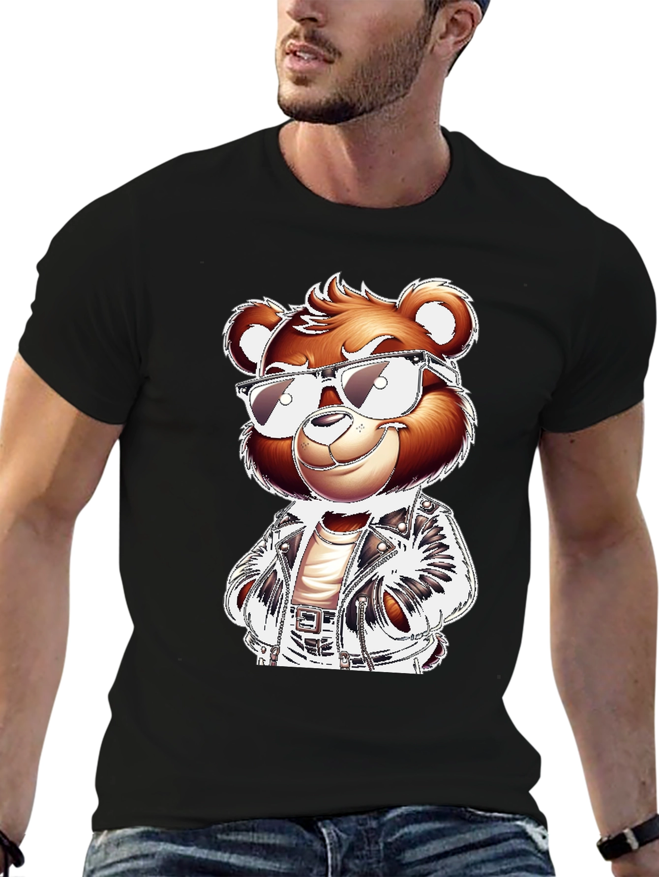 Cool Bear Graphic Tee - Black Cotton T-Shirt