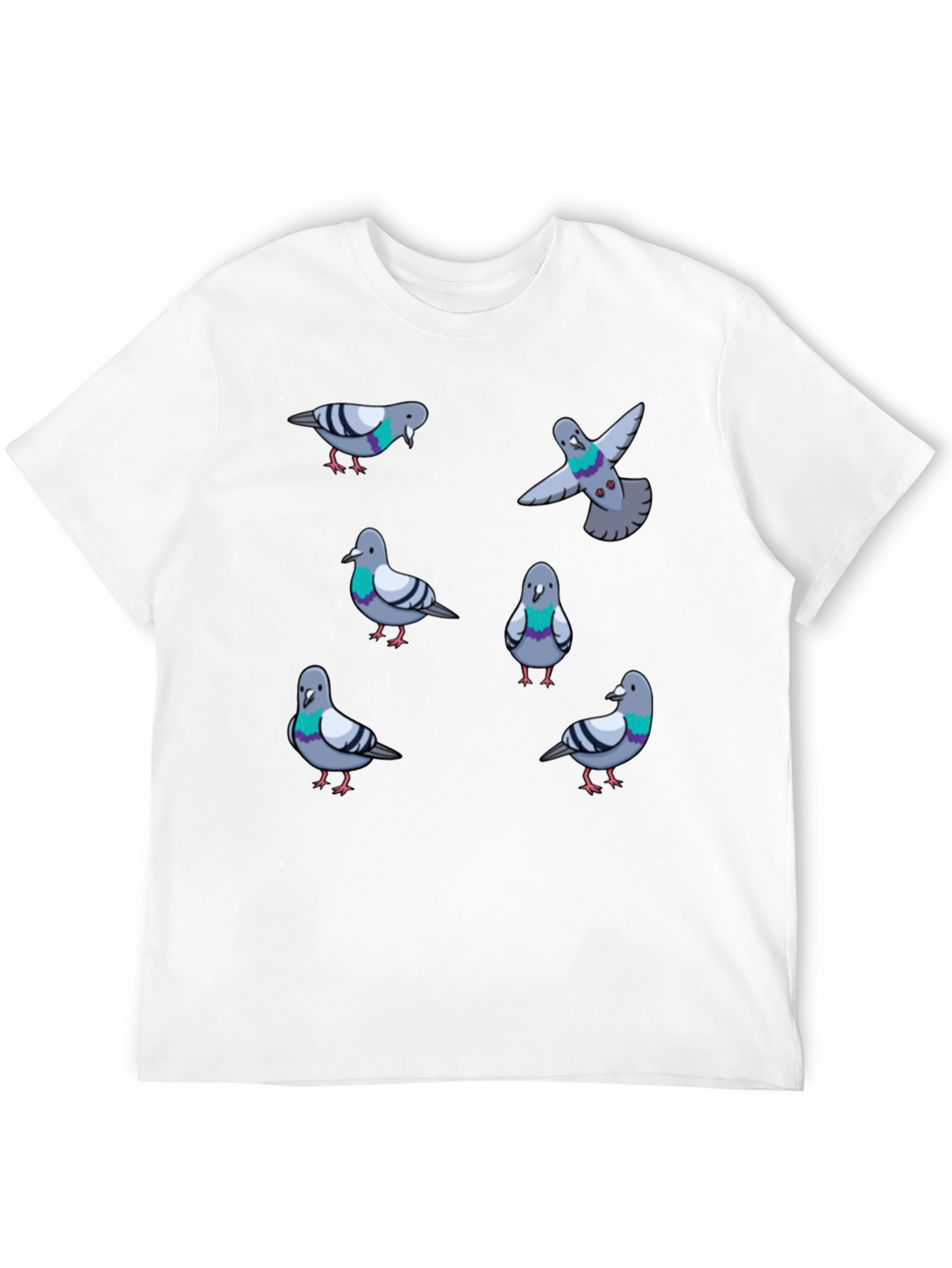 Pigeon Graphic Print Mens Black T-Shirt