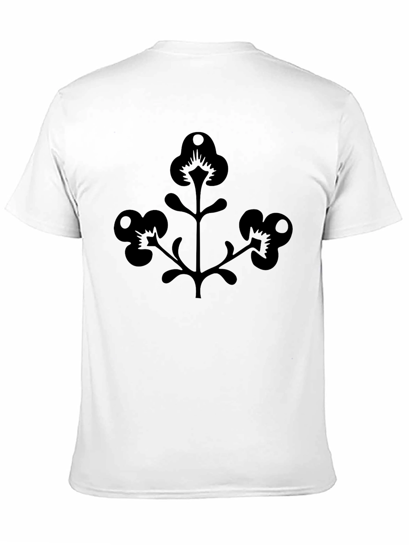 Mens Black T-Shirt with Floral Silhouette Design