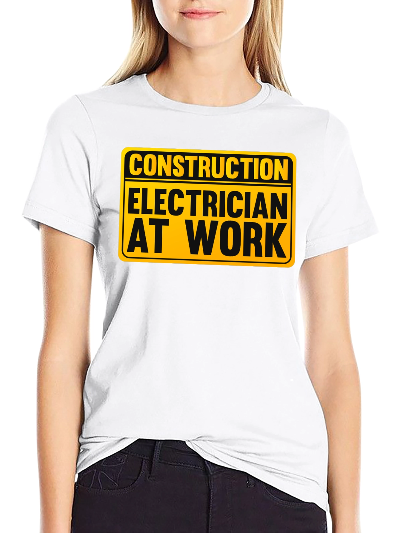 Construction Electrician at Work - Black T-Shirt