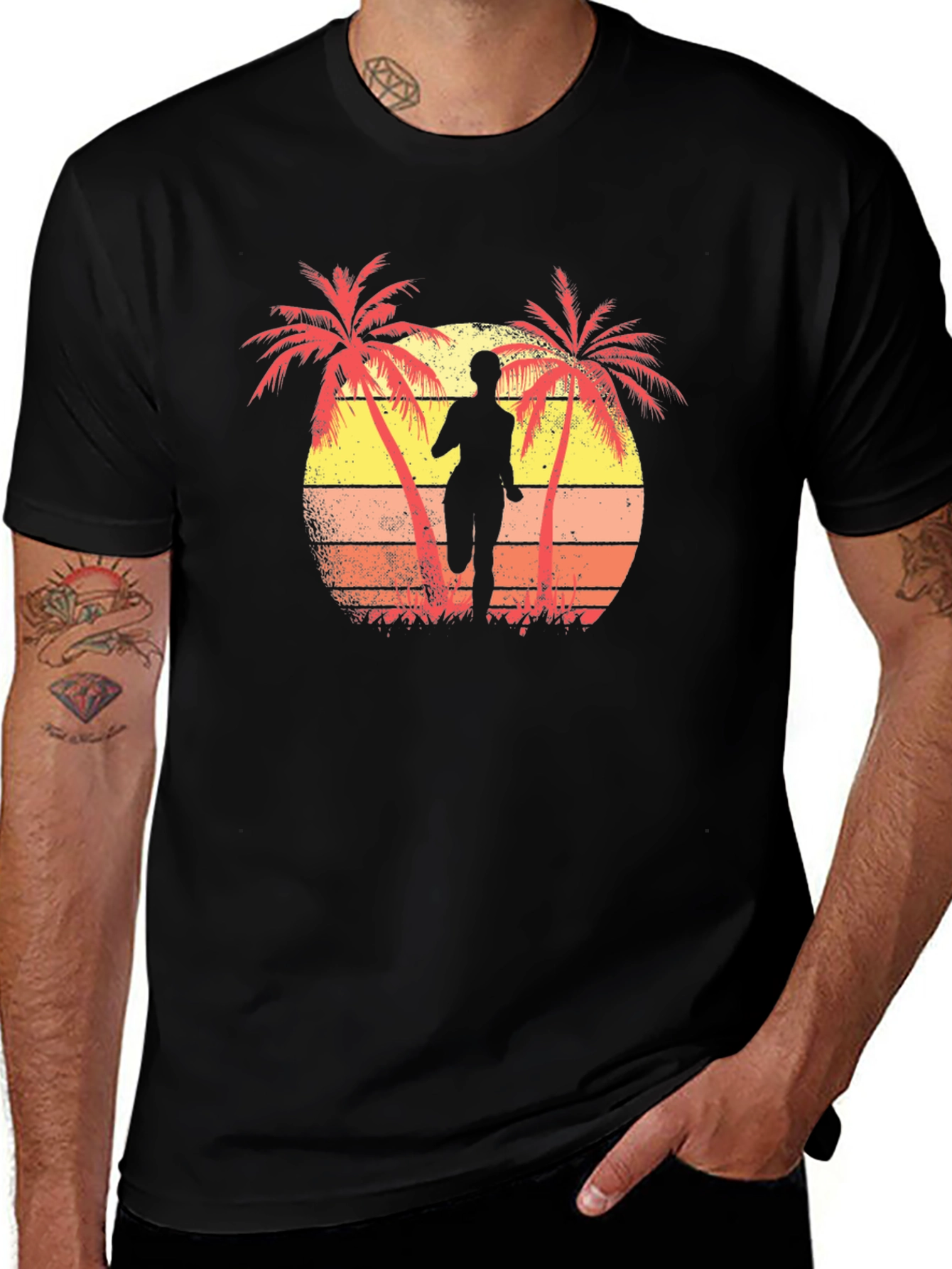 Retro Sunset Runner T-Shirt