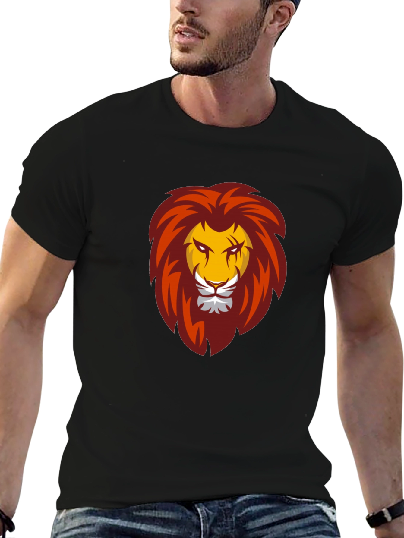 Bold Lion Graphic Tee - Black Cotton Comfort