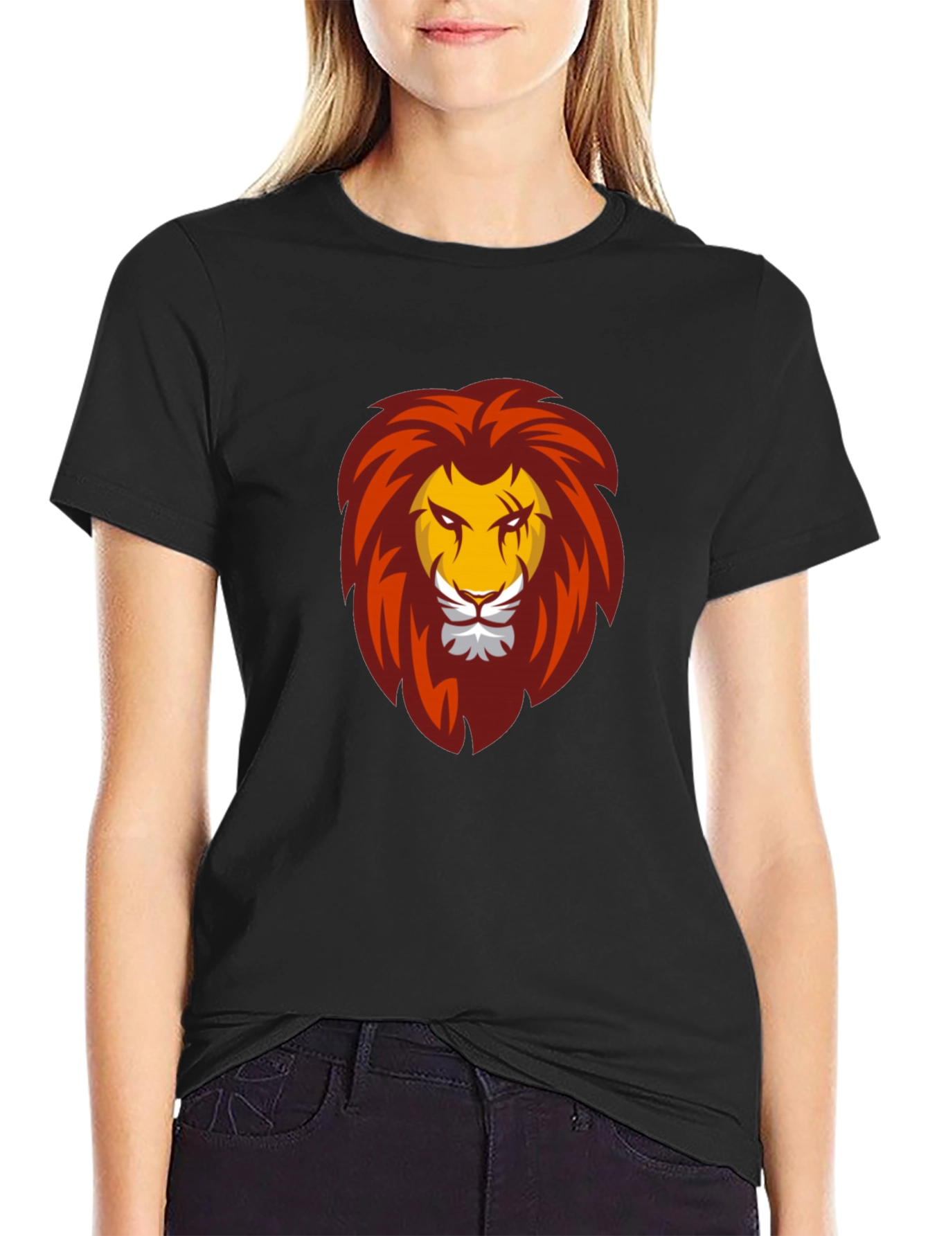 Bold Lion Graphic Tee - Black Cotton Comfort