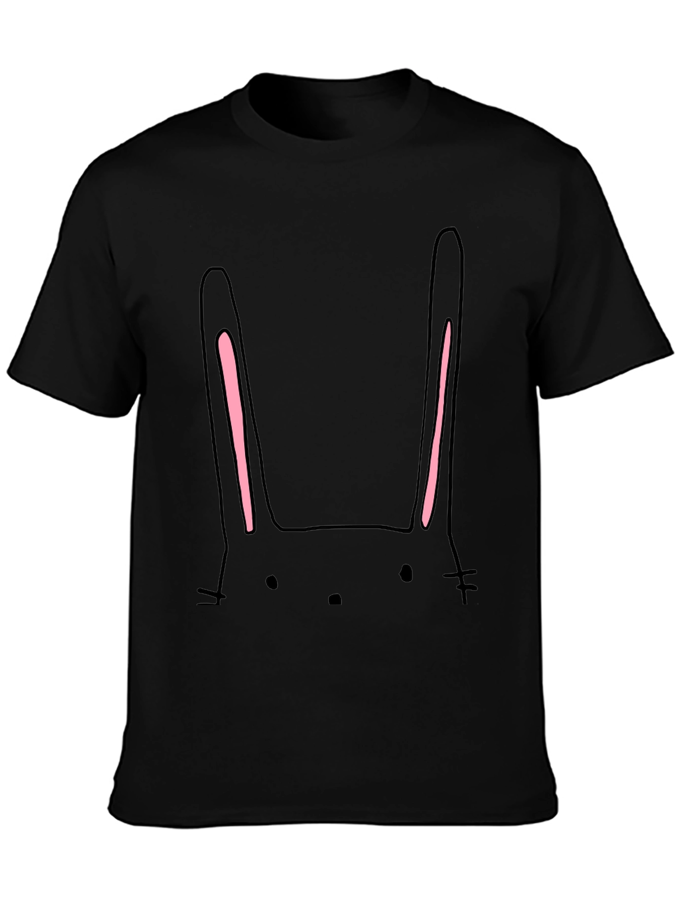 Cute Bunny Face Black T-Shirt