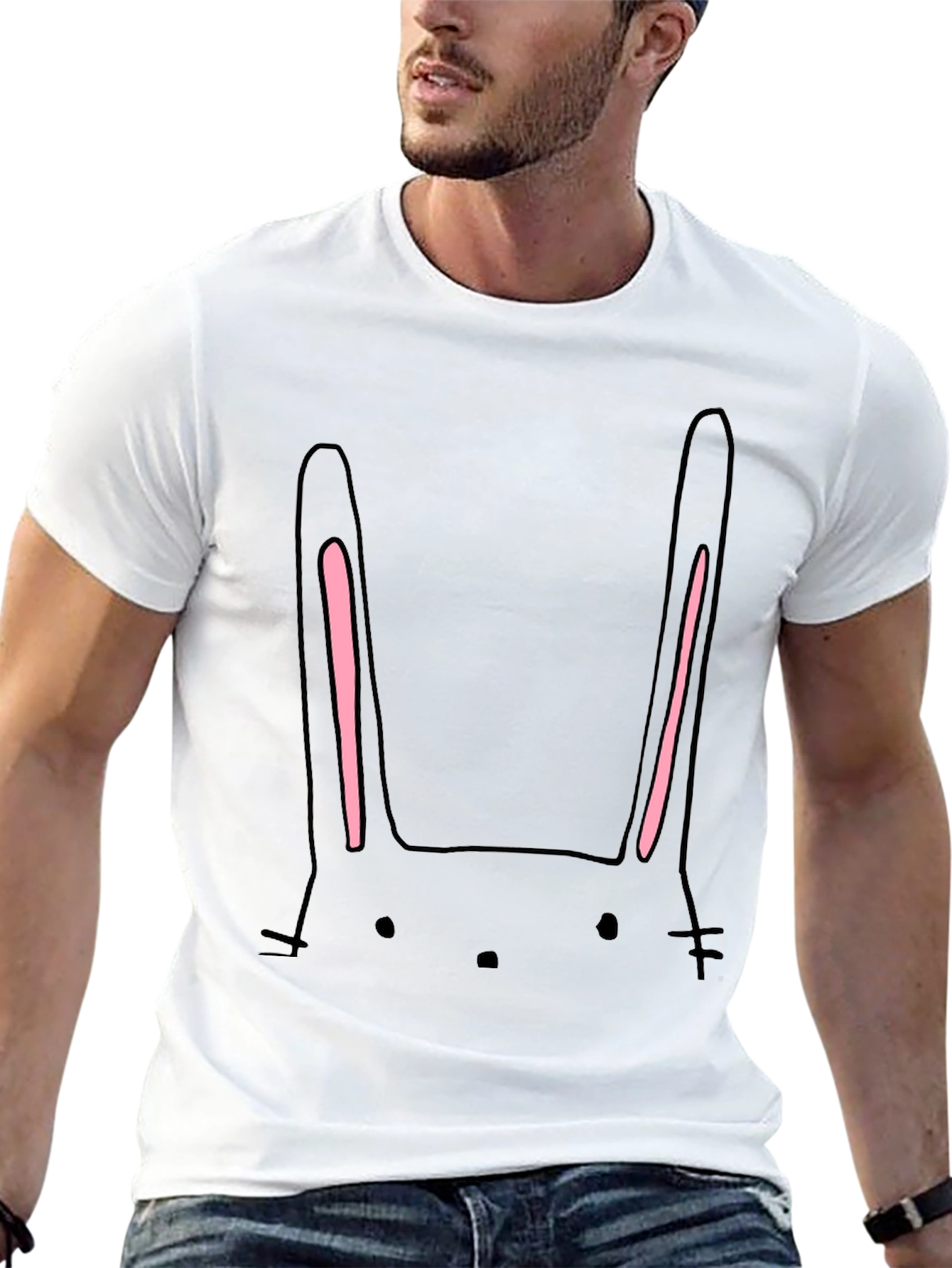 Cute Bunny Face Black T-Shirt