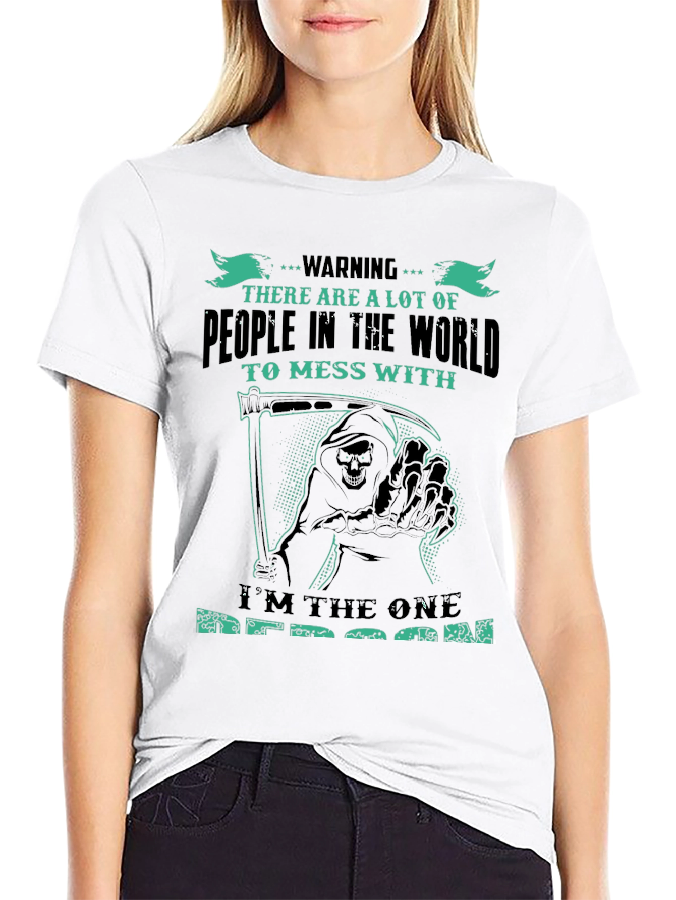 Warning Grim Reaper Graphic T-Shirt - Dont Mess With