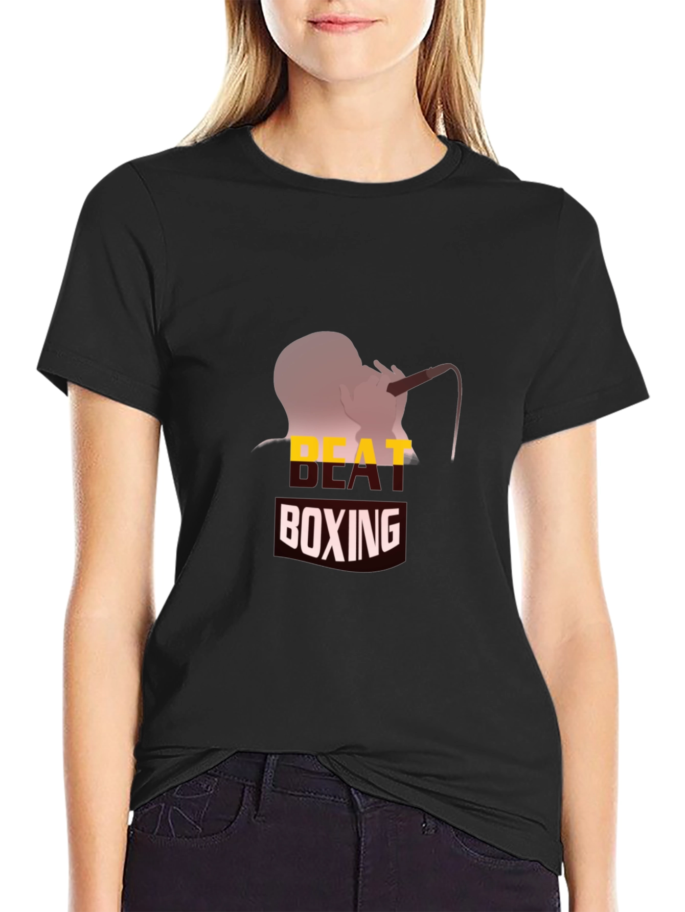 Beat Boxing Graphic Tee - Black Cotton T-Shirt