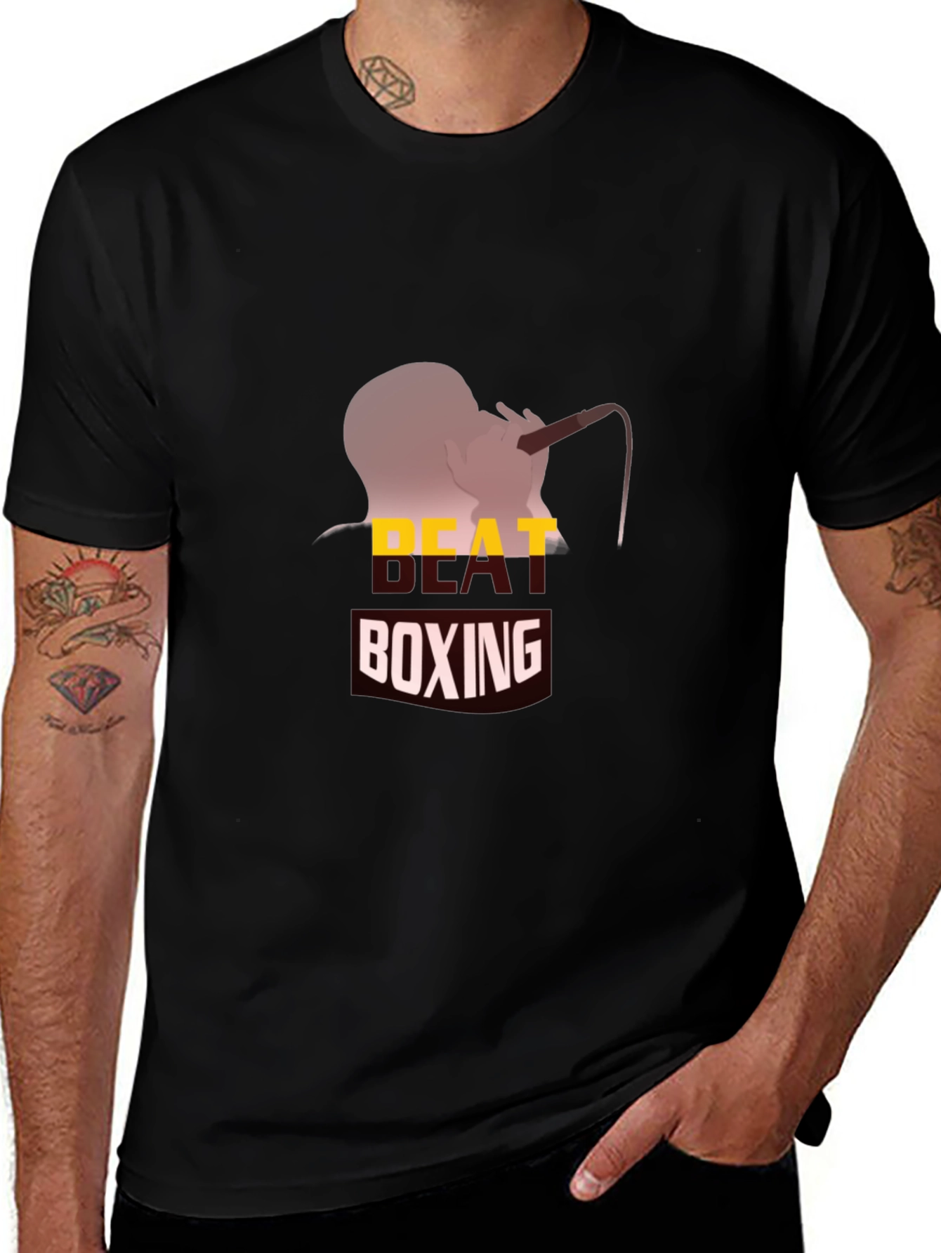 Beat Boxing Graphic Tee - Black Cotton T-Shirt