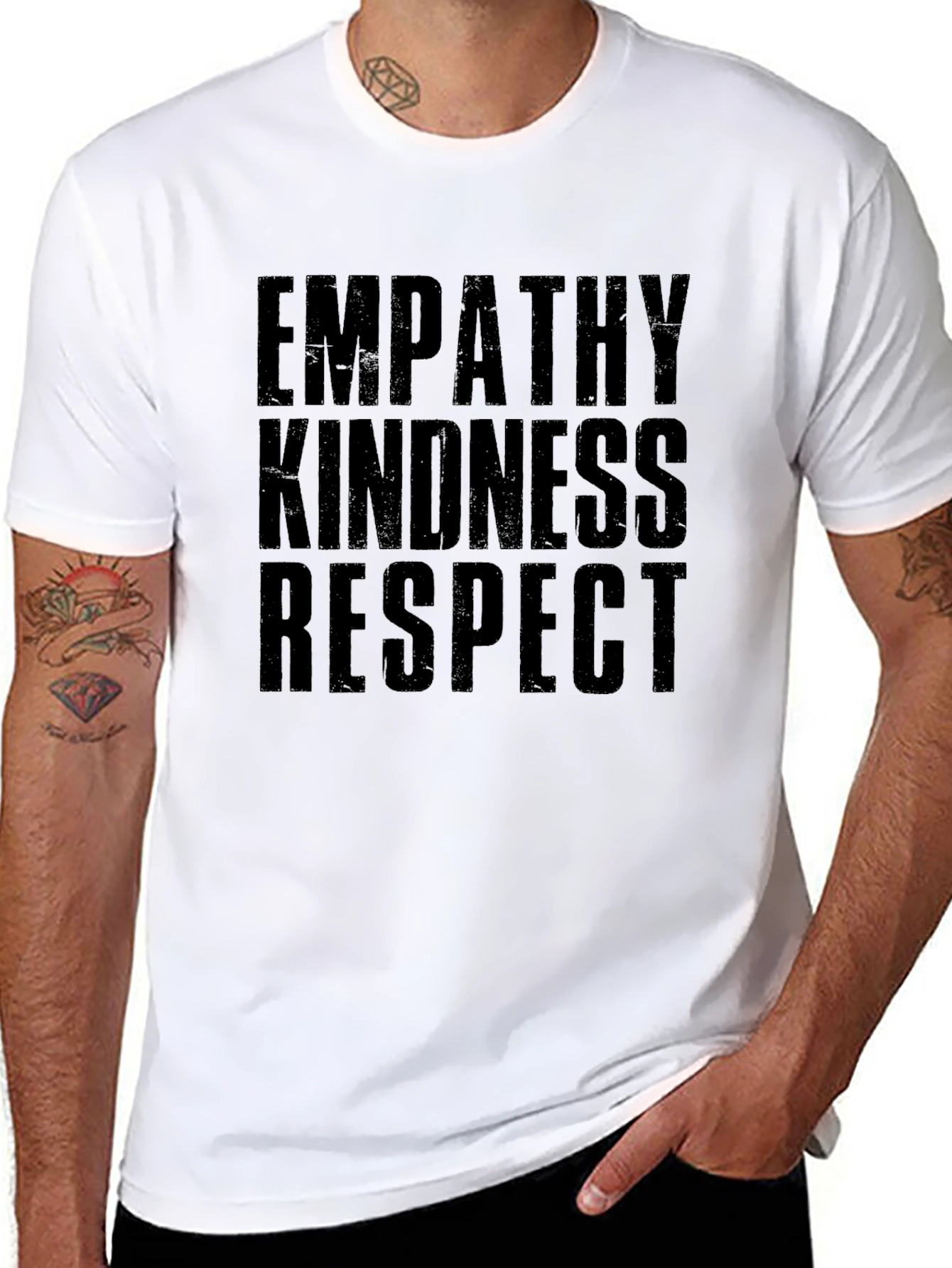 Empathy Kindness Respect Mens Black Graphic T-Shirt