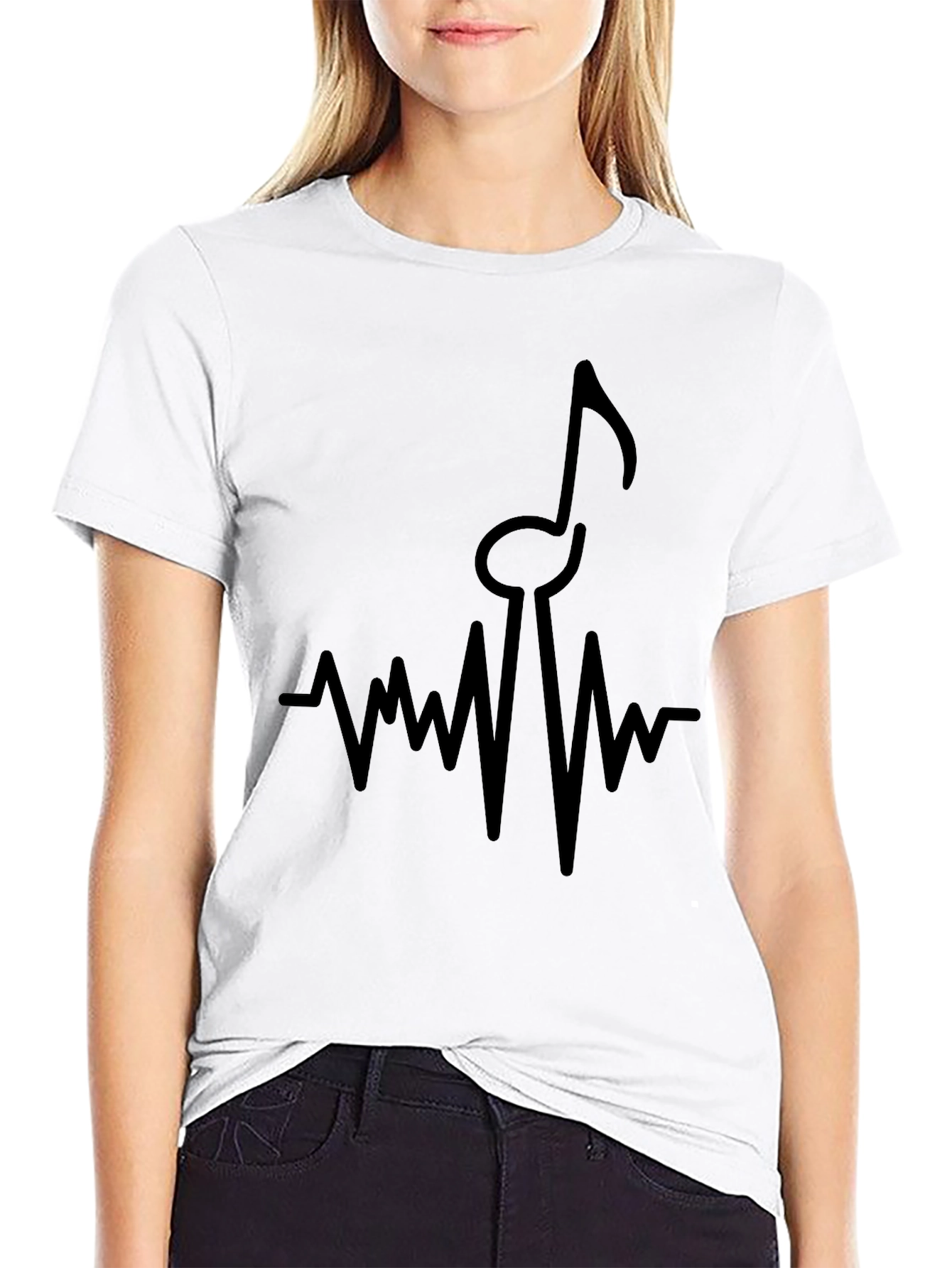 Musical Heartbeat T-Shirt - Black Graphic Tee