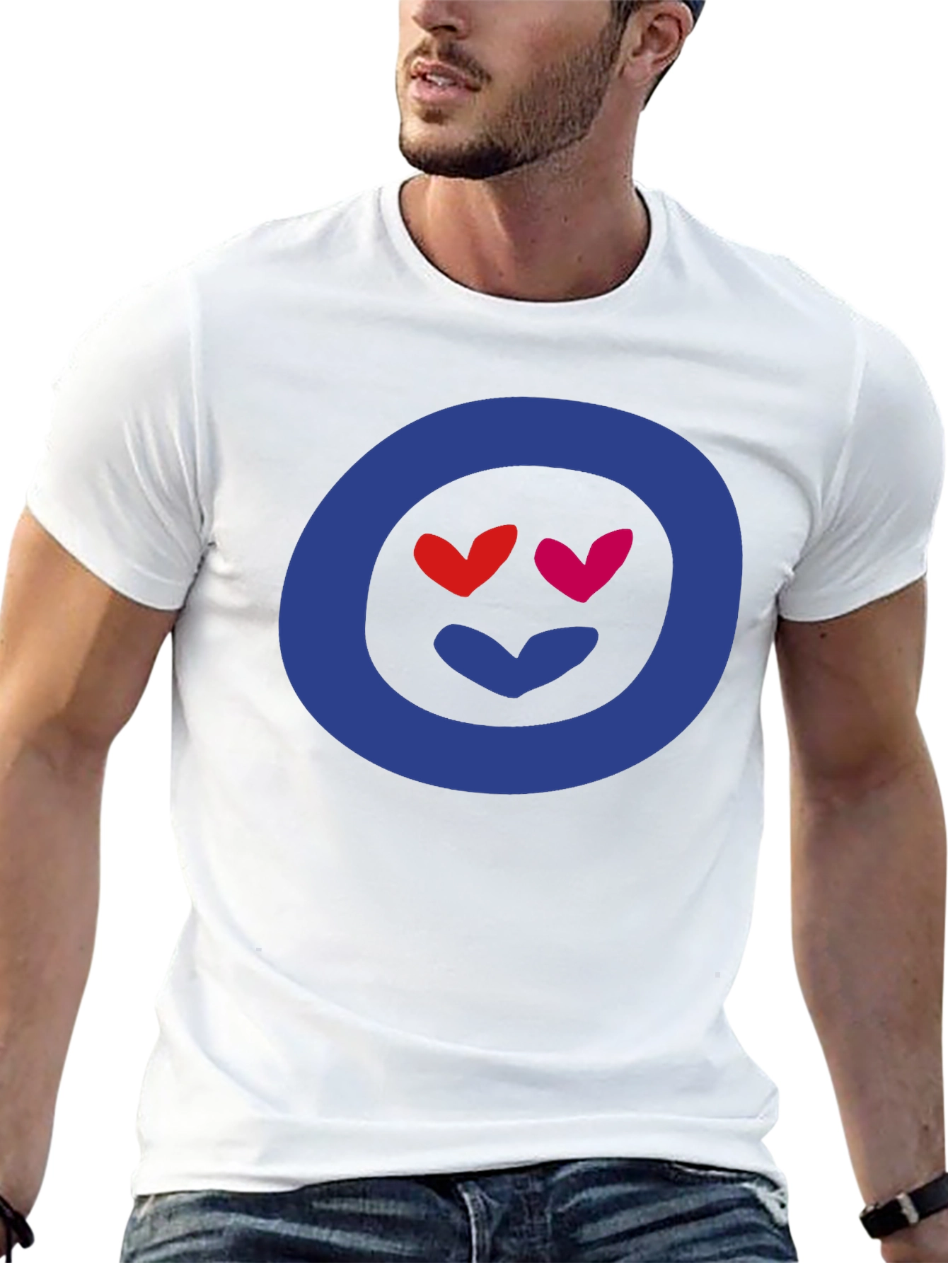 Heart Eyes Emoji Graphic Tee - Black Cotton Blend