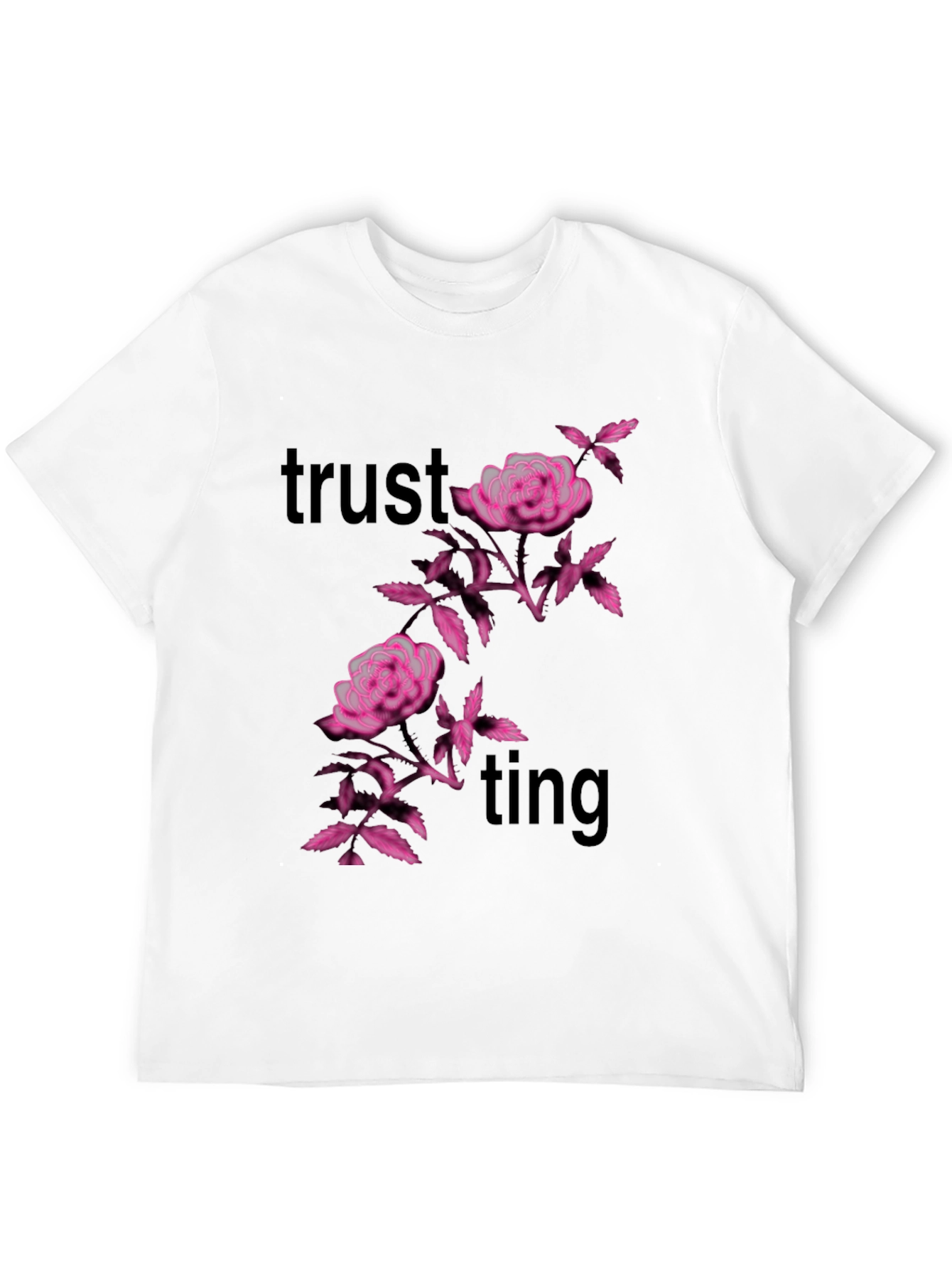 Trusting Pink Floral Black Tee