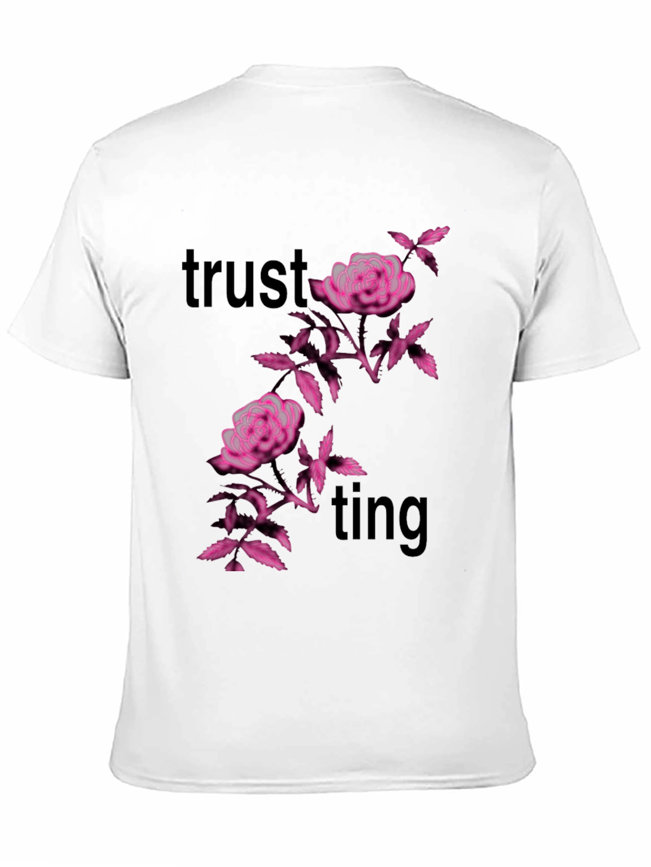 Trusting Pink Floral Black Tee
