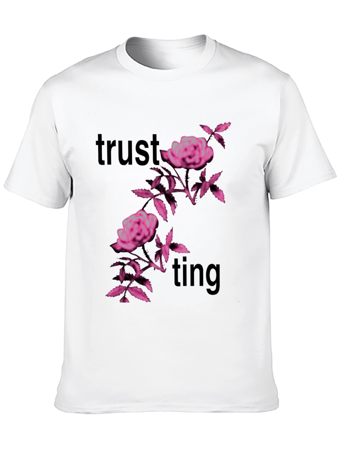 Trusting Pink Floral Black Tee