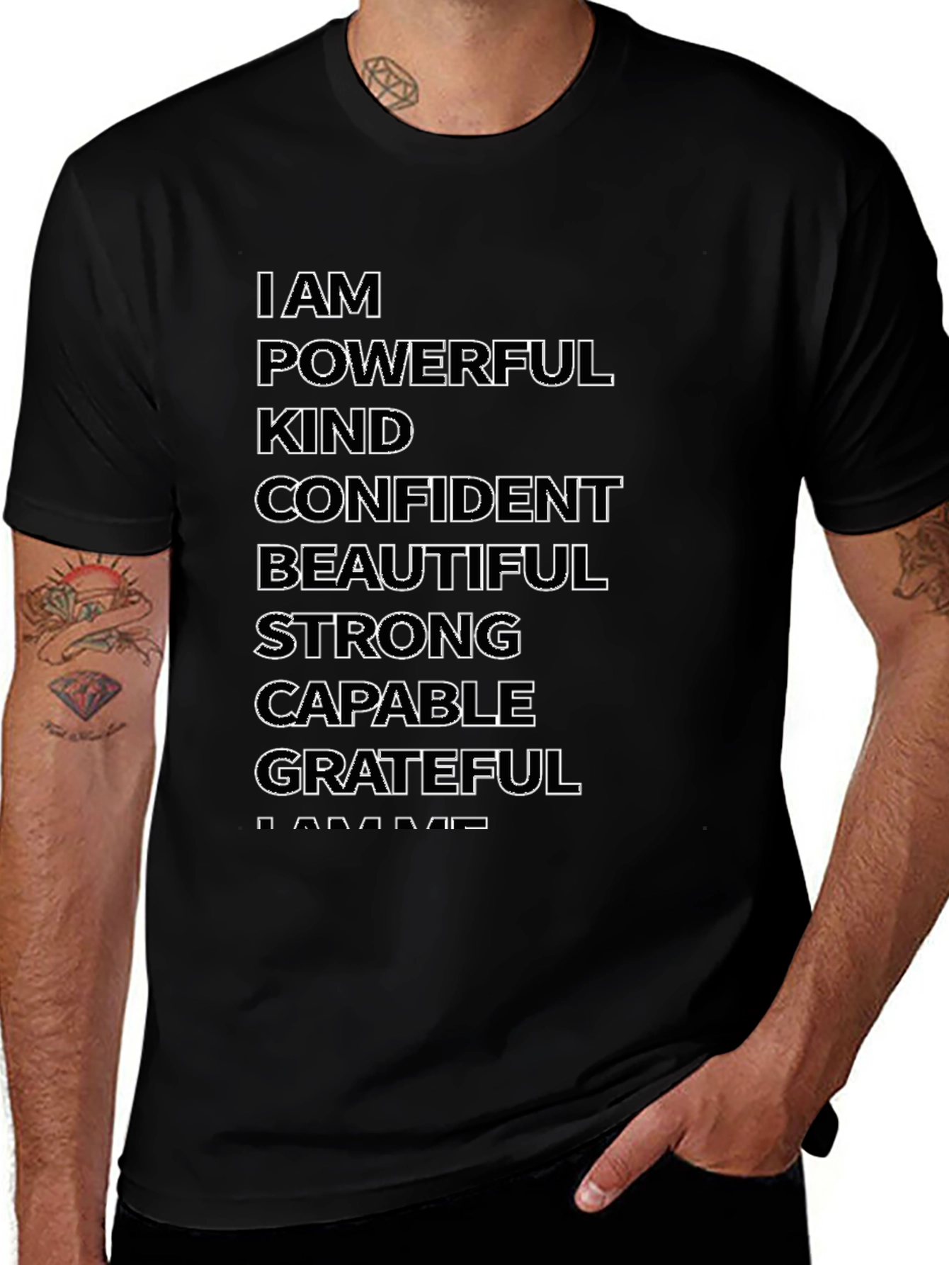 Affirmation T-Shirt: I AM Powerful Kind Confident Grateful