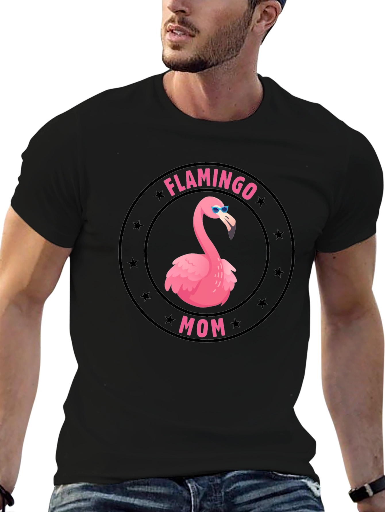 Flamingo Mom Graphic T-Shirt - Cute Pink Bird Tee