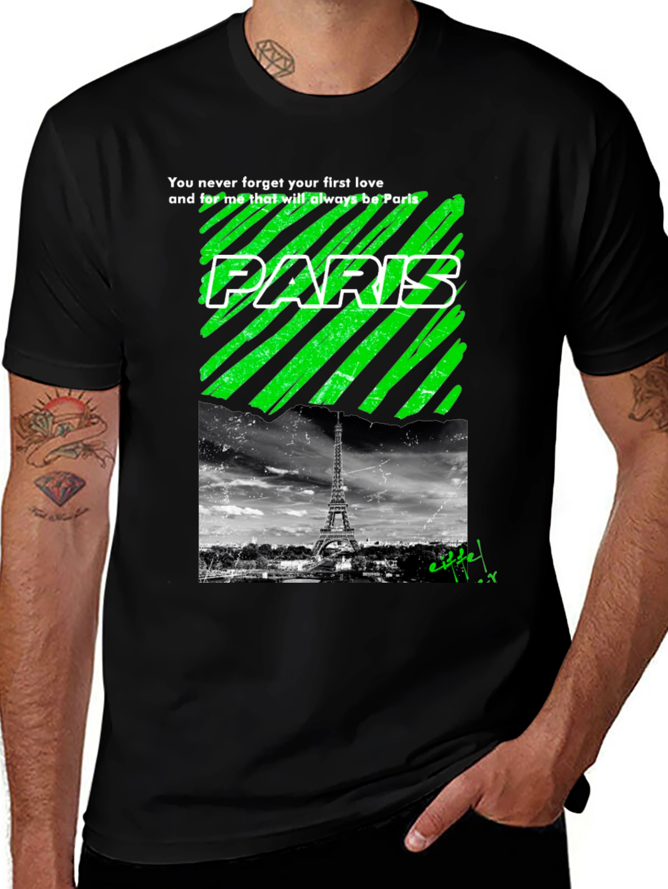 Paris Graphic Tee - Eiffel Tower Mens T-Shirt