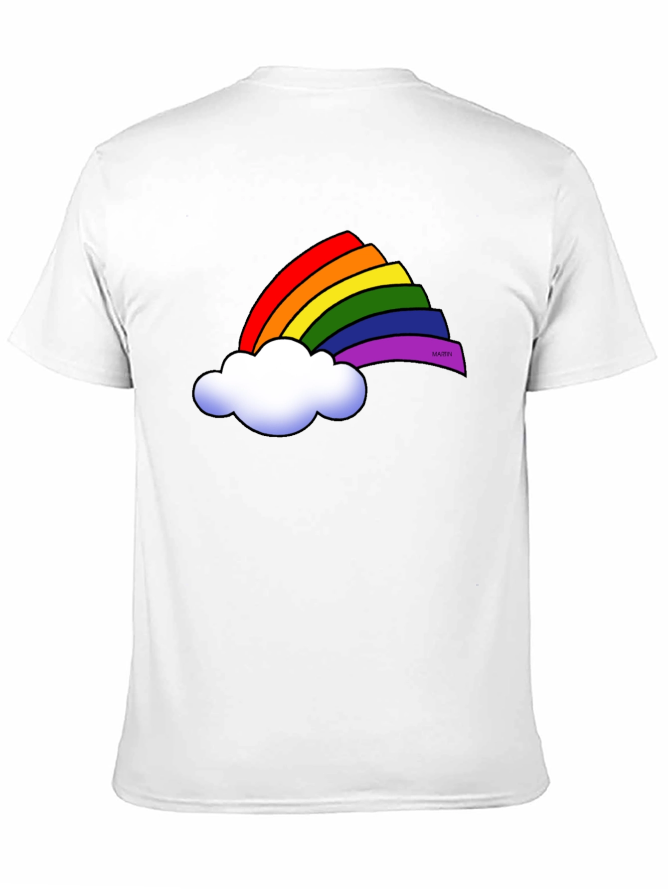 Rainbow Cloud Graphic Tee - Black Cotton T-Shirt