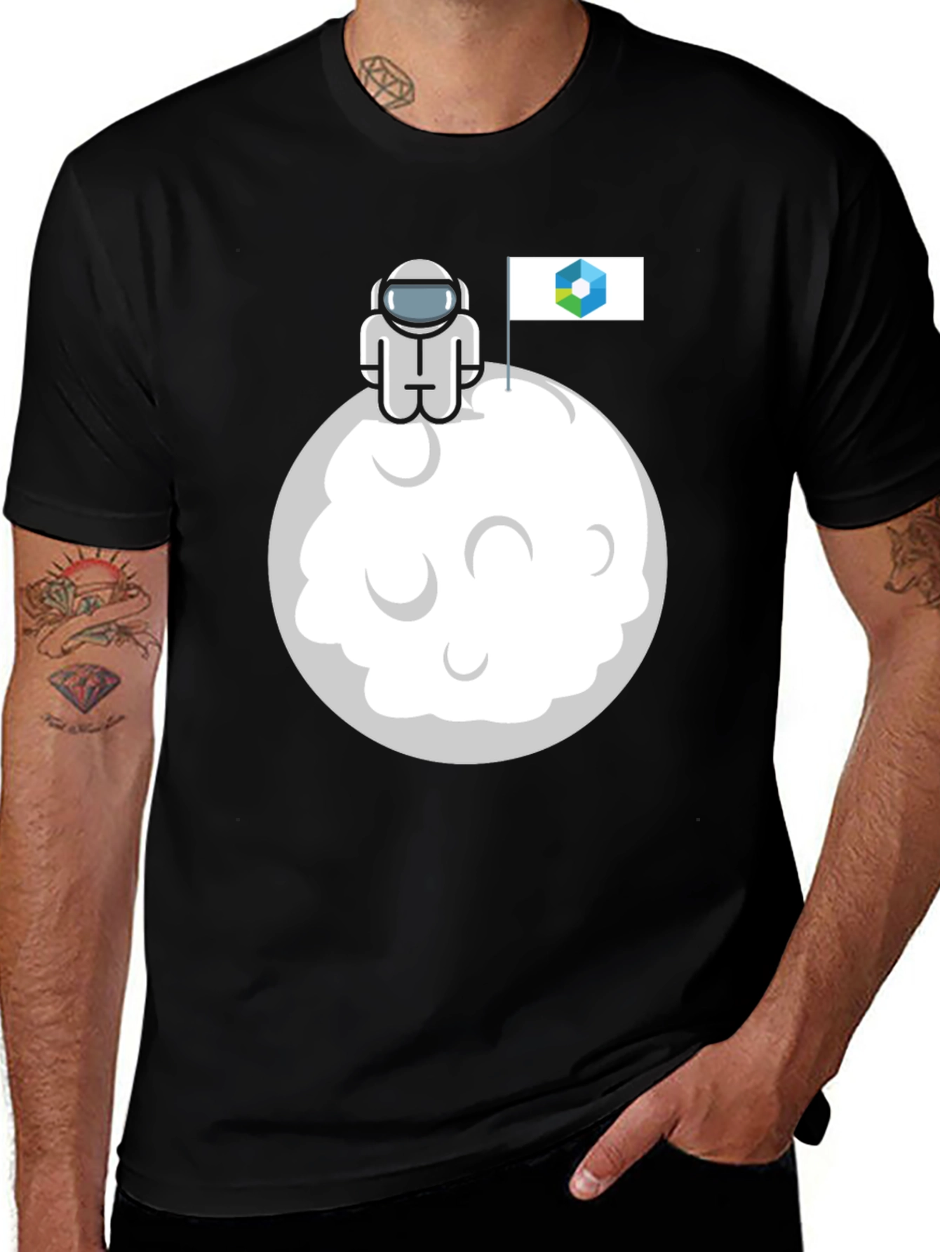 Astronaut Moon Landing Graphic T-Shirt