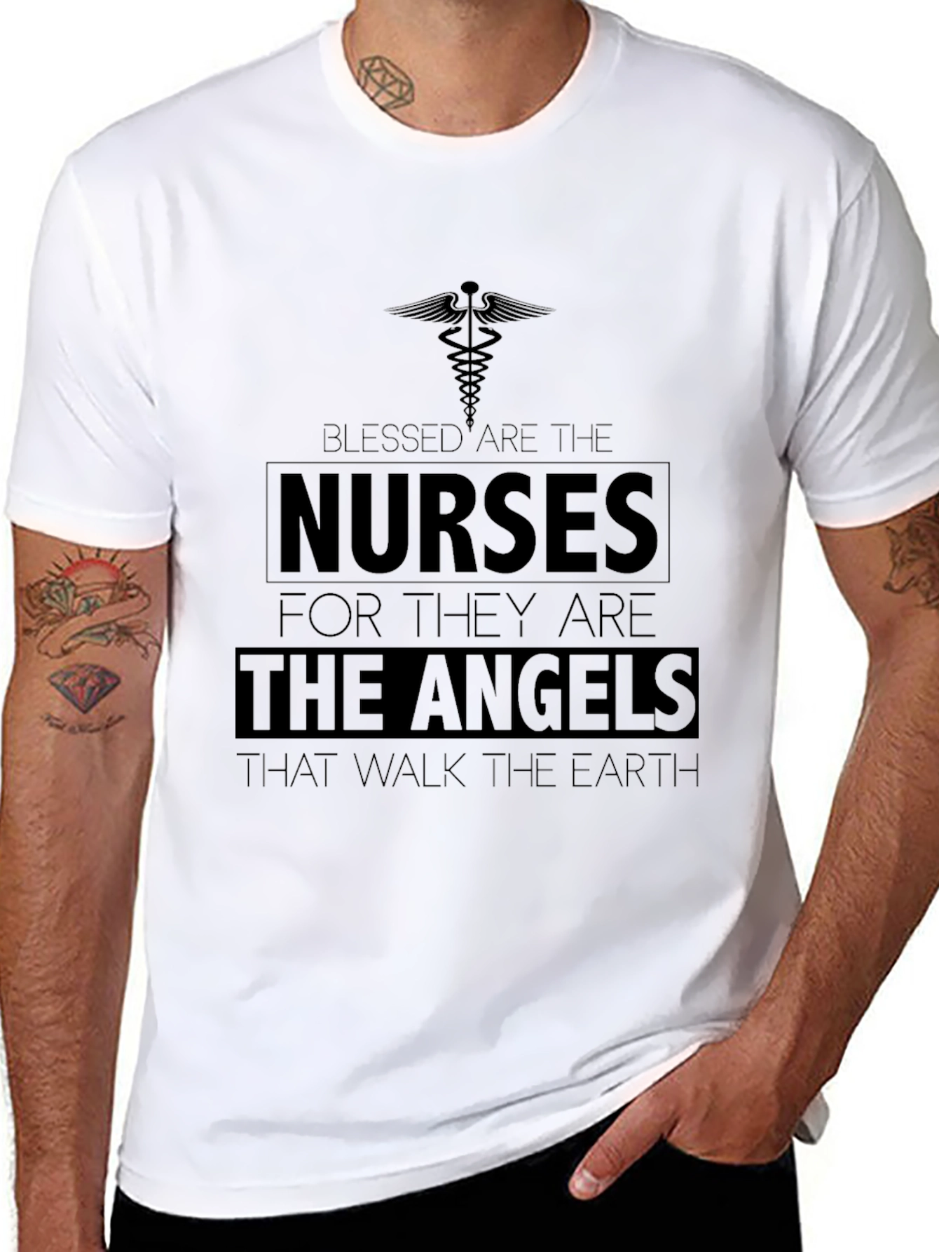 Blessed Nurses Graphic Tee - Angelic Nurse T-Shirt