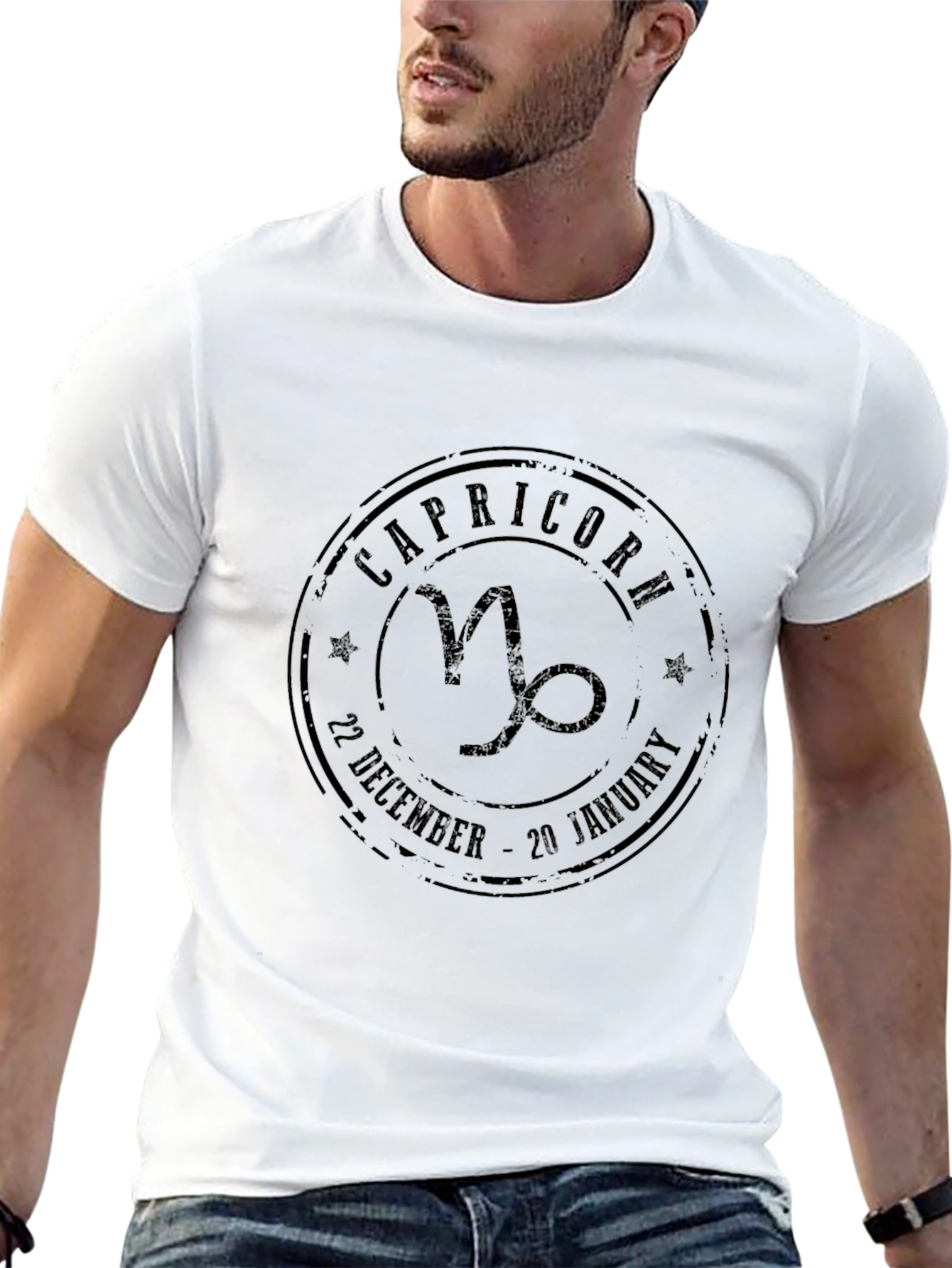 Capricorn Zodiac Sign Black Graphic T-Shirt