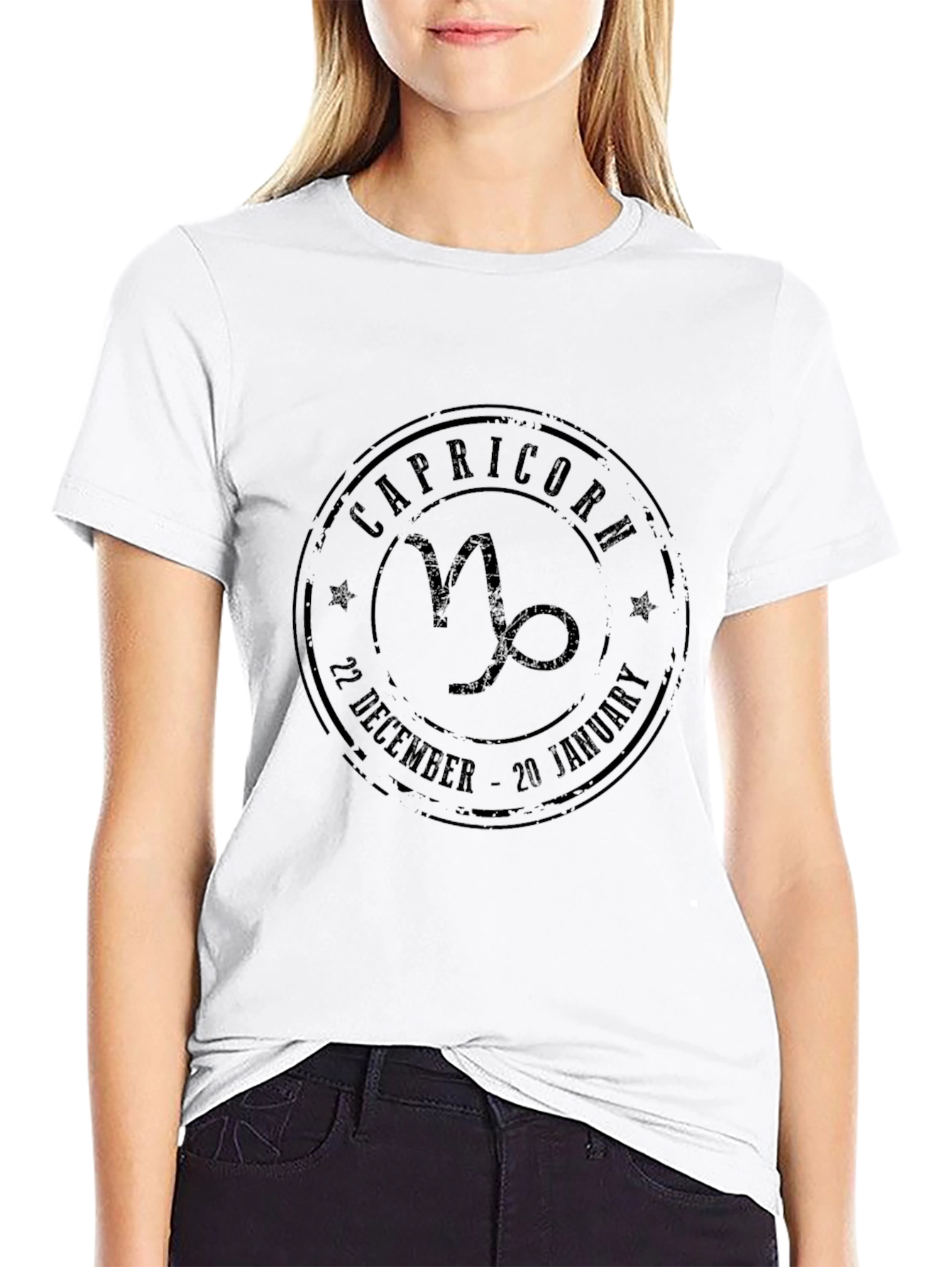 Capricorn Zodiac Sign Black Graphic T-Shirt
