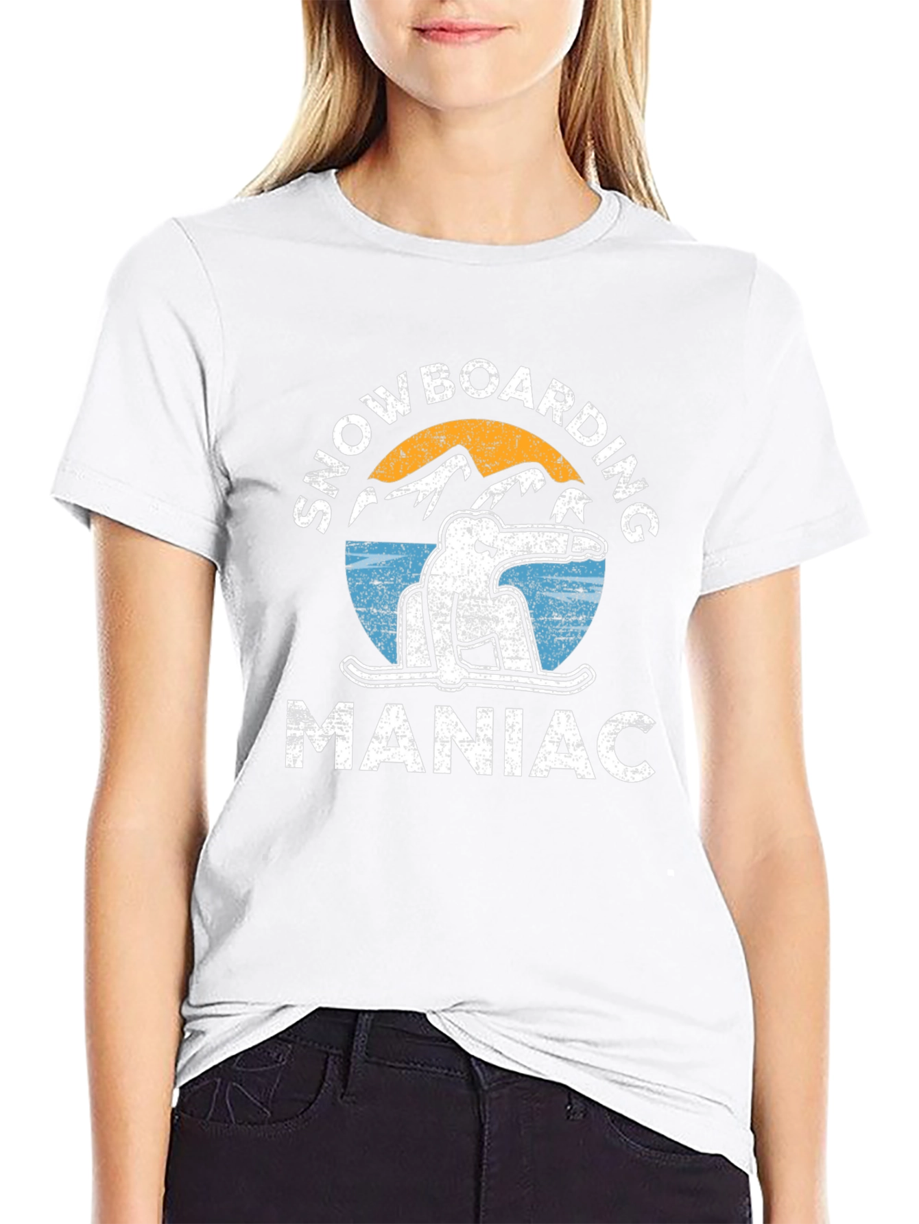 Snowboarding Maniac Graphic Tee - Black Cotton T-Shirt
