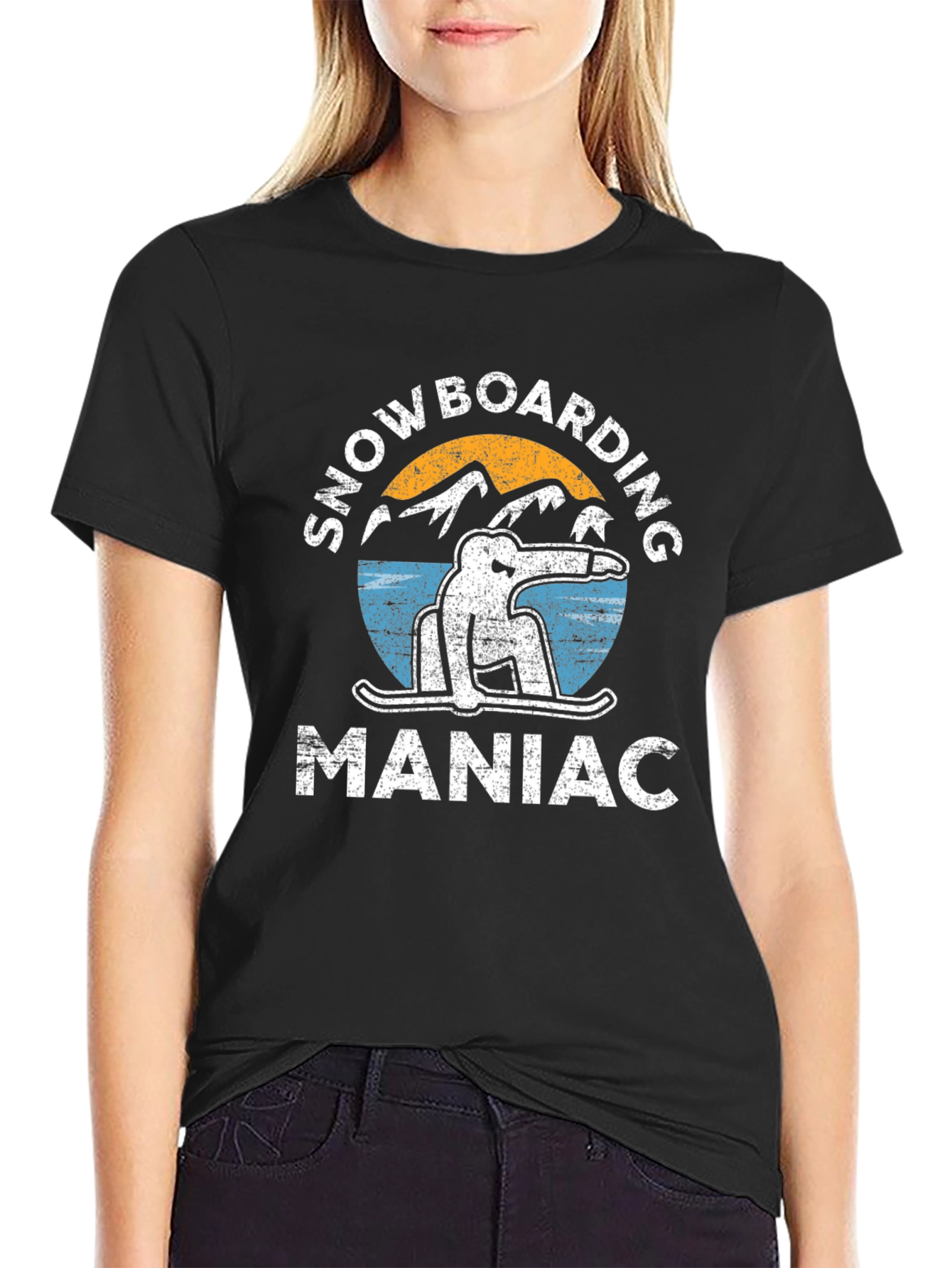 Snowboarding Maniac Graphic Tee - Black Cotton T-Shirt