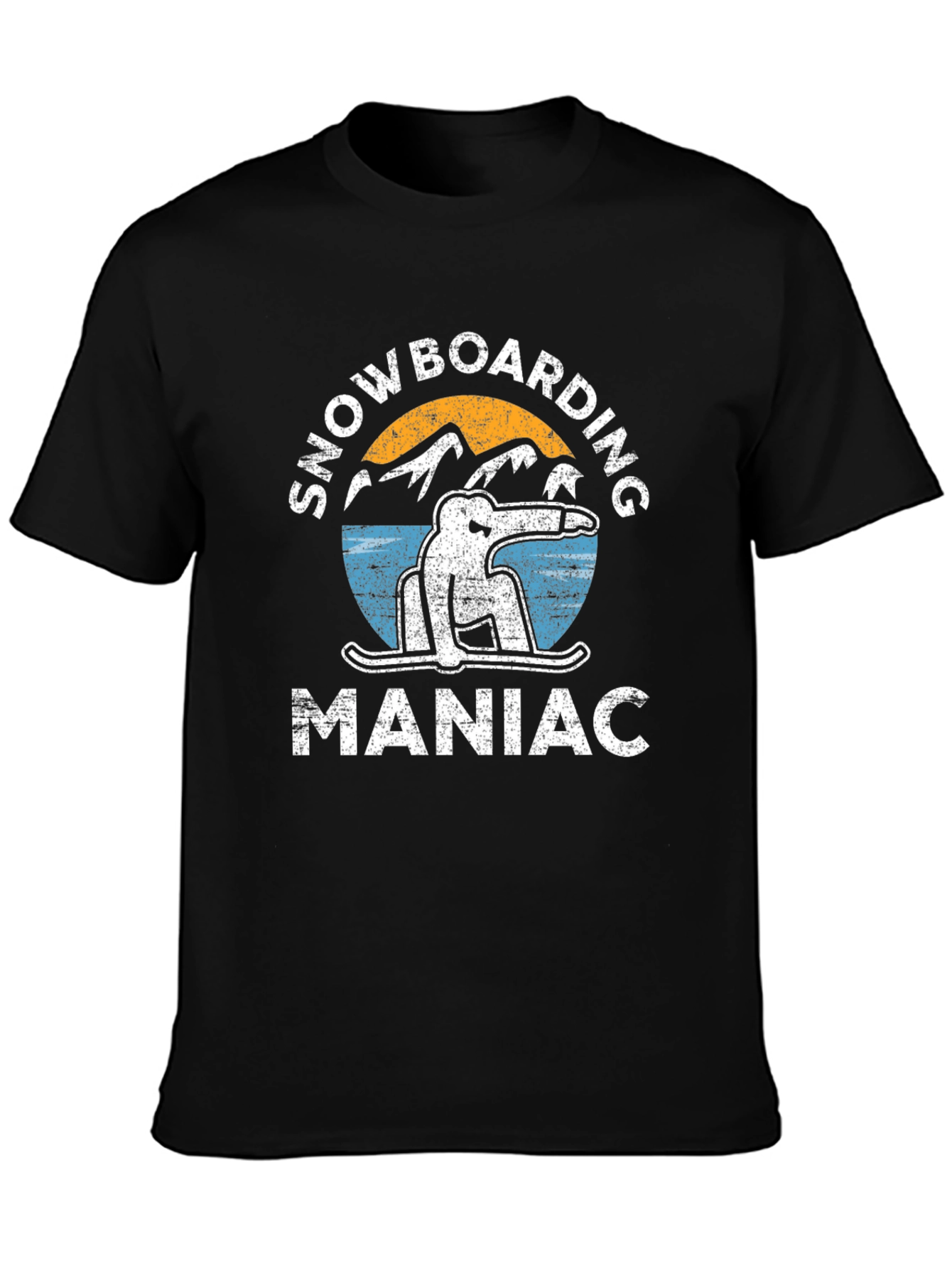 Snowboarding Maniac Graphic Tee - Black Cotton T-Shirt