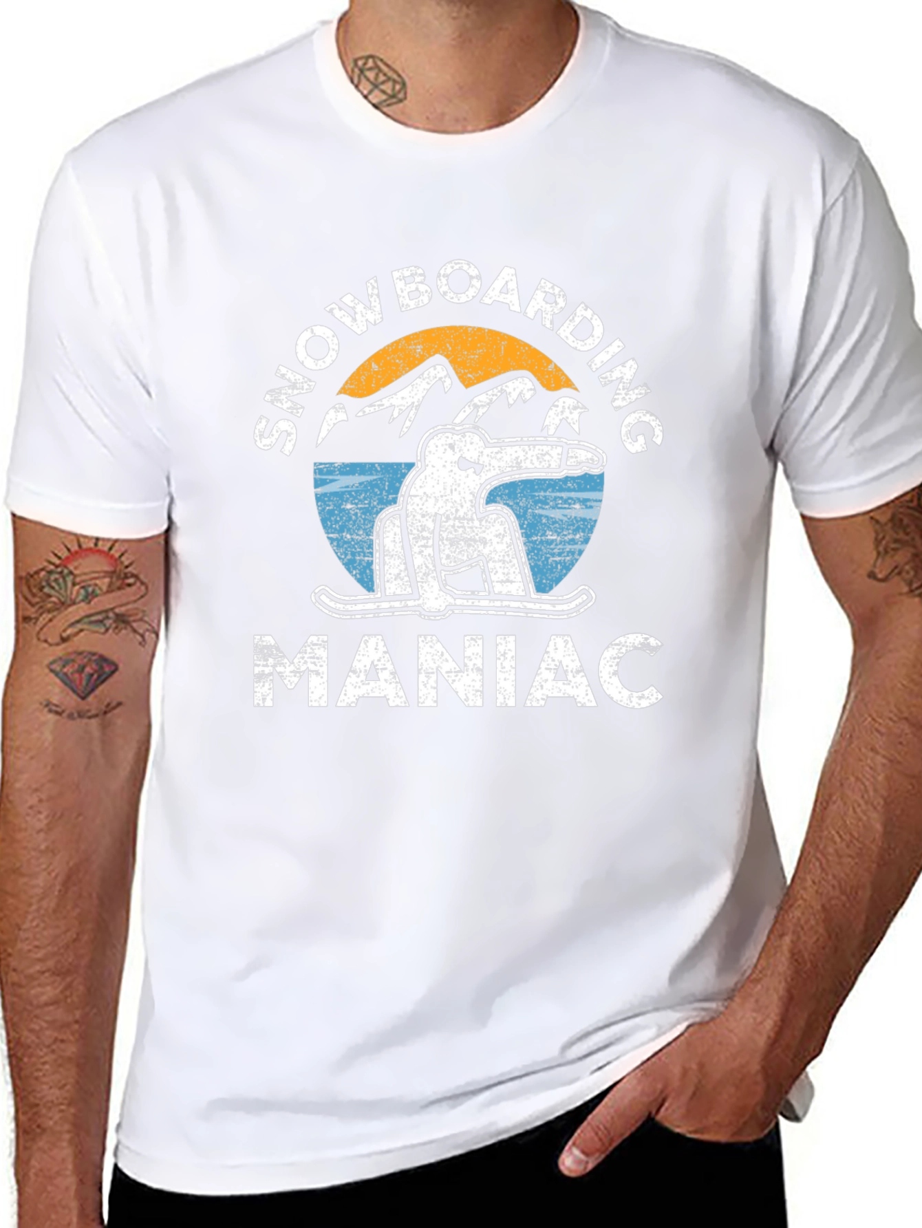 Snowboarding Maniac Graphic Tee - Black Cotton T-Shirt