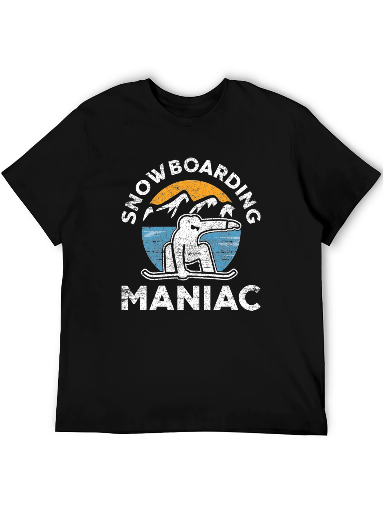 Snowboarding Maniac Graphic Tee - Black Cotton T-Shirt