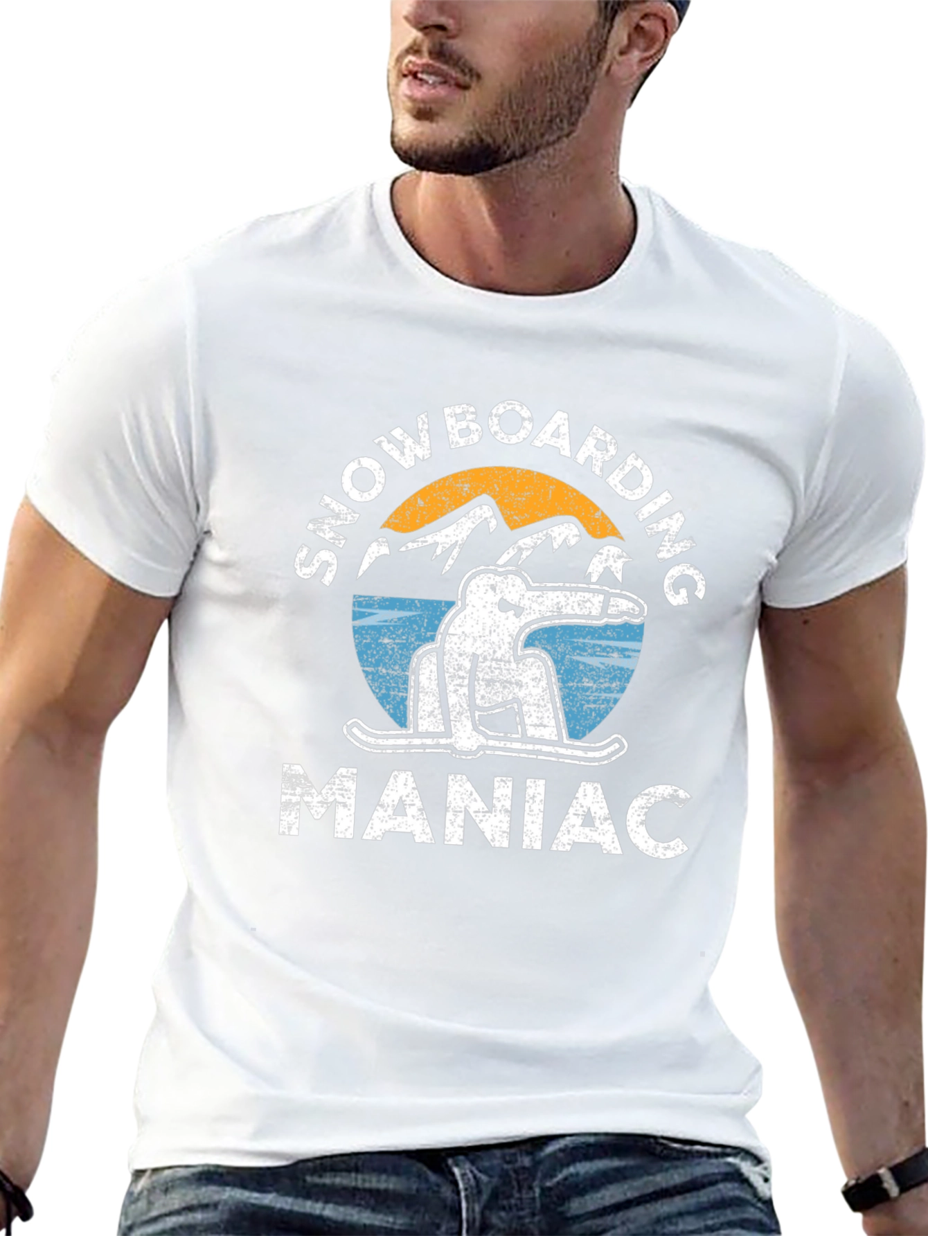 Snowboarding Maniac Graphic Tee - Black Cotton T-Shirt