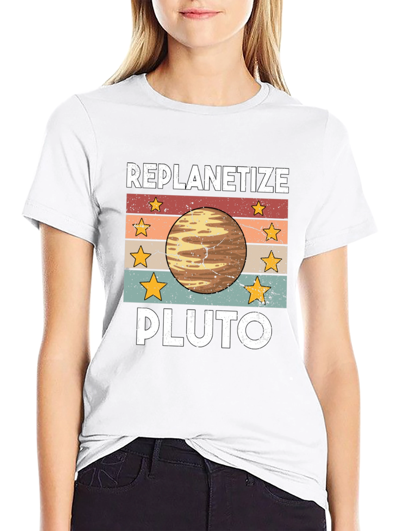 Replanetize Pluto Graphic Tee - Retro Style
