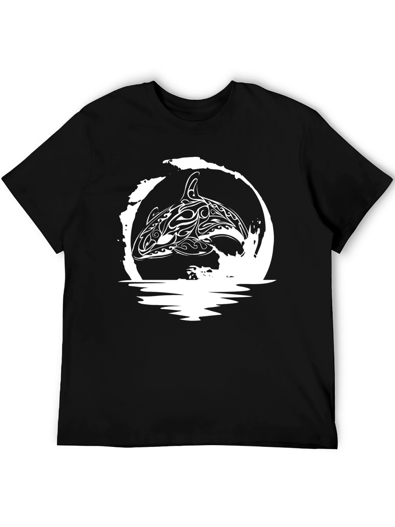 Orca Whale Tribal Design Black T-Shirt