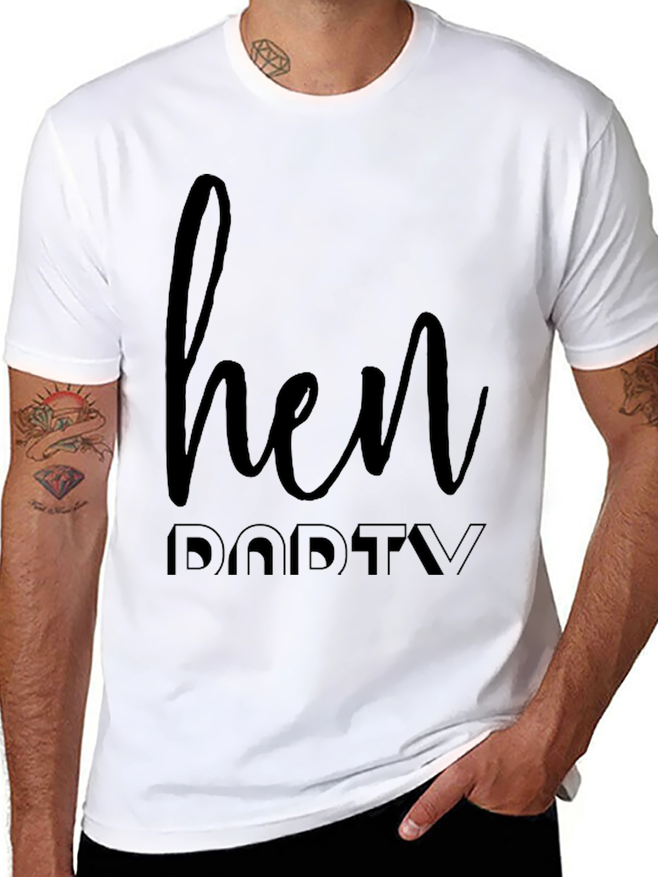 Hen Party Crew Tee - Black Graphic Print