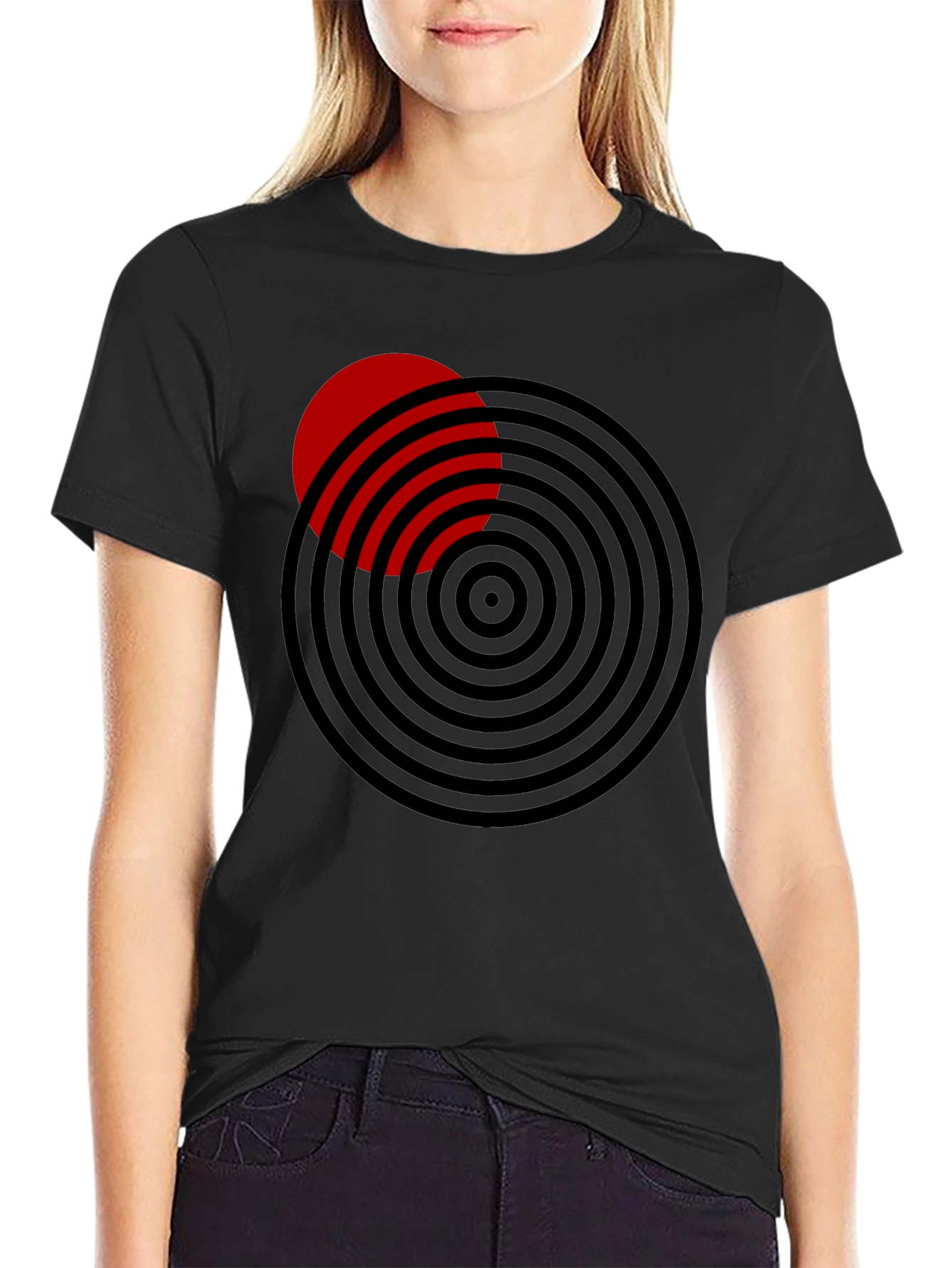 Modern Graphic Tee: Red Eclipse Design