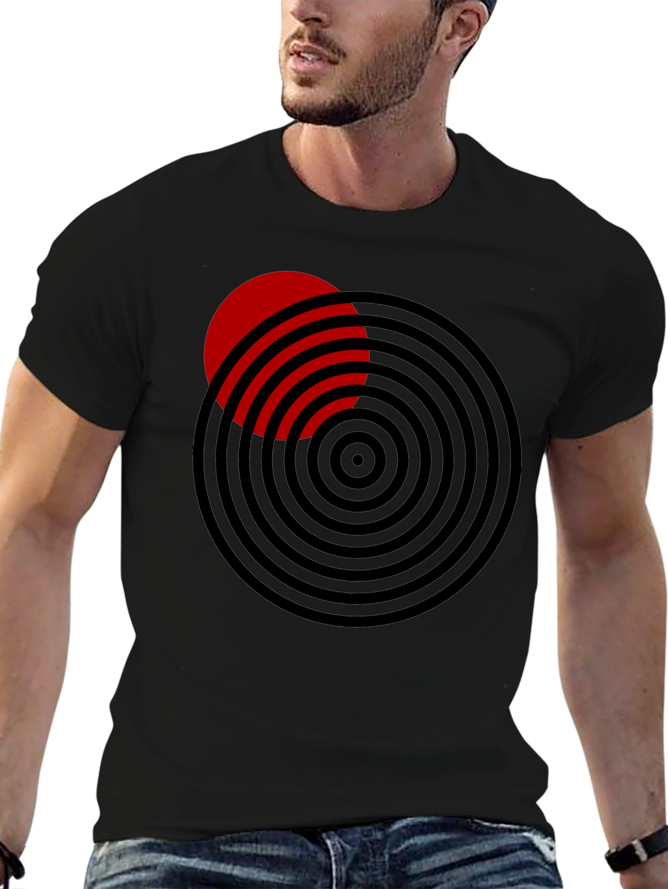 Modern Graphic Tee: Red Eclipse Design